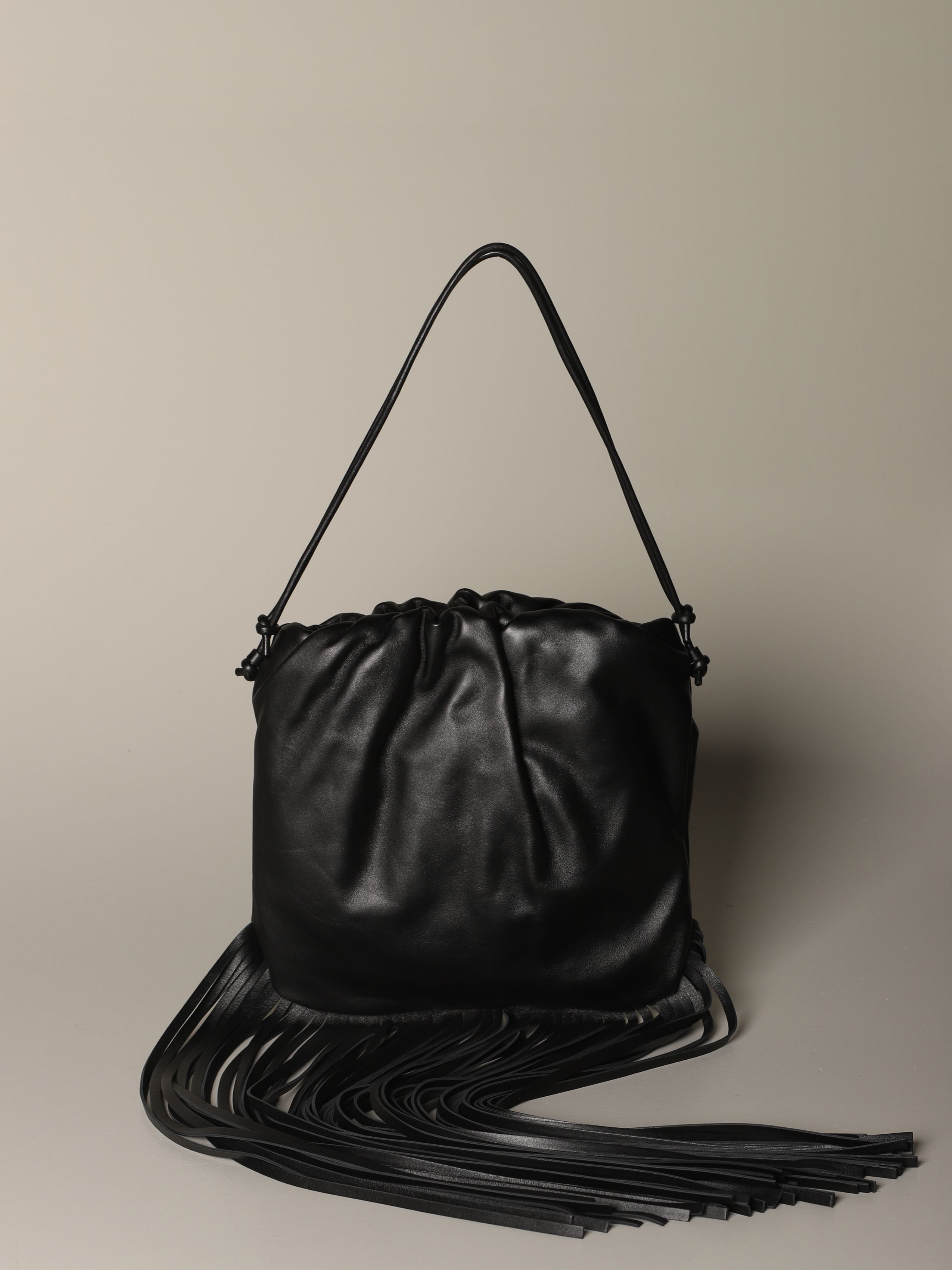 Bottega Veneta BOTTEGA VENETA The Fringe black leather pouch shoulder bag Size ONE SIZE - 6 Thumbnail