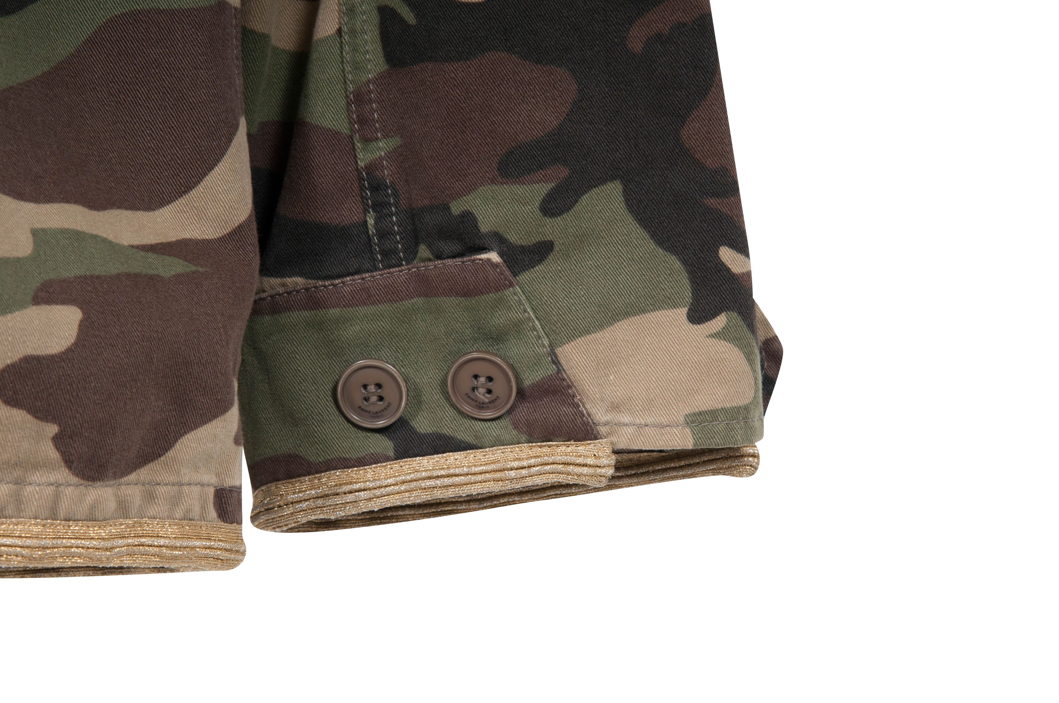 Saint Laurent Paris SS15 Gold Trimmed M65 Military Camo Field Jacket - 00398 Size US M / EU 48-50 / 2 - 7 Thumbnail