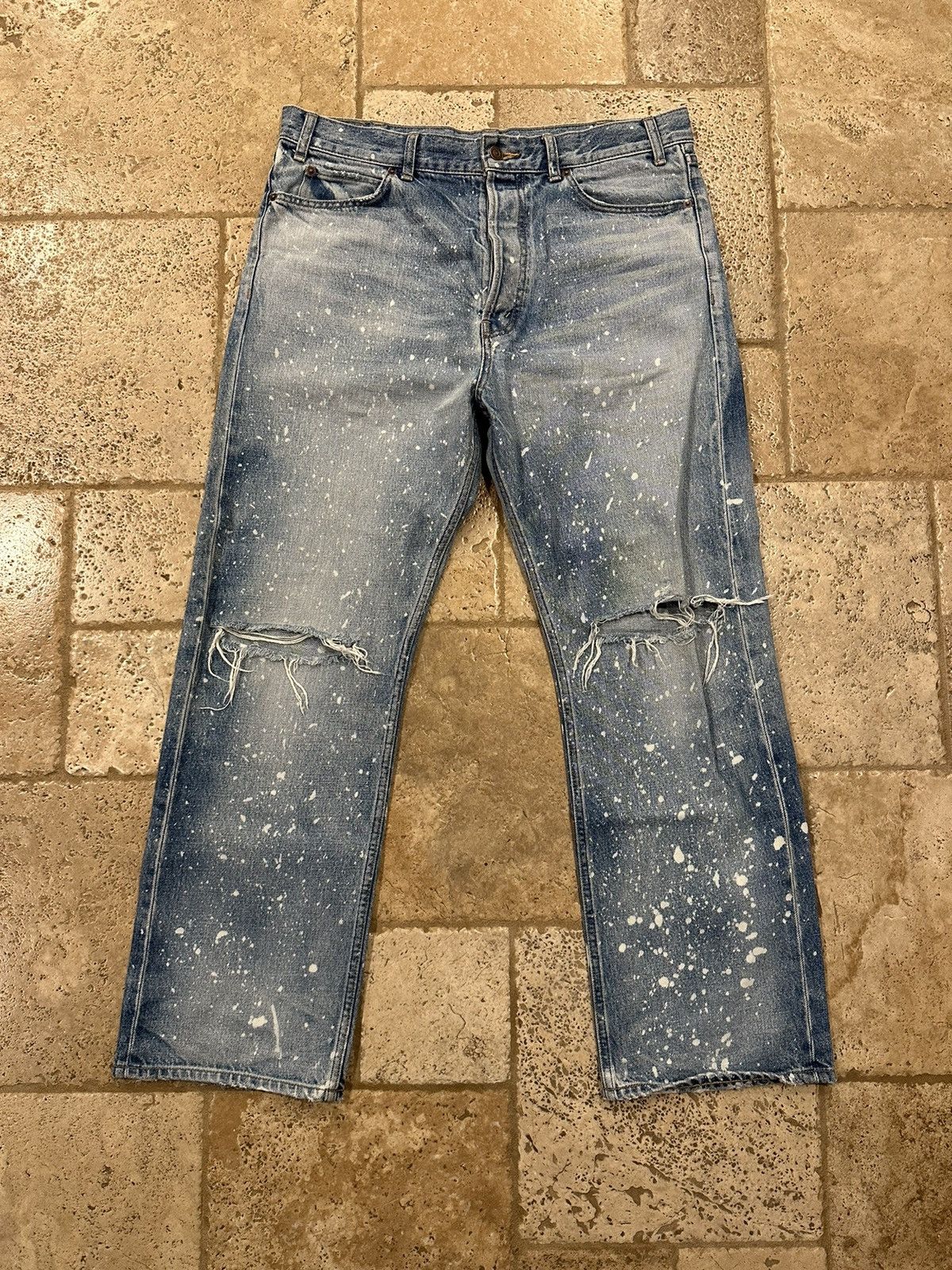 Celine × Hedi Slimane Celine x Hedi Kurt Distressed Bleached FW21 Denim  Jeans | Grailed