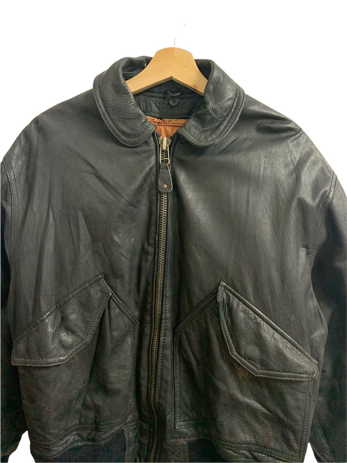 Japanese Brand Vintage 60s Dog Fight Leather Bomber Jacket Size US M / EU 48-50 / 2 - 3 Thumbnail