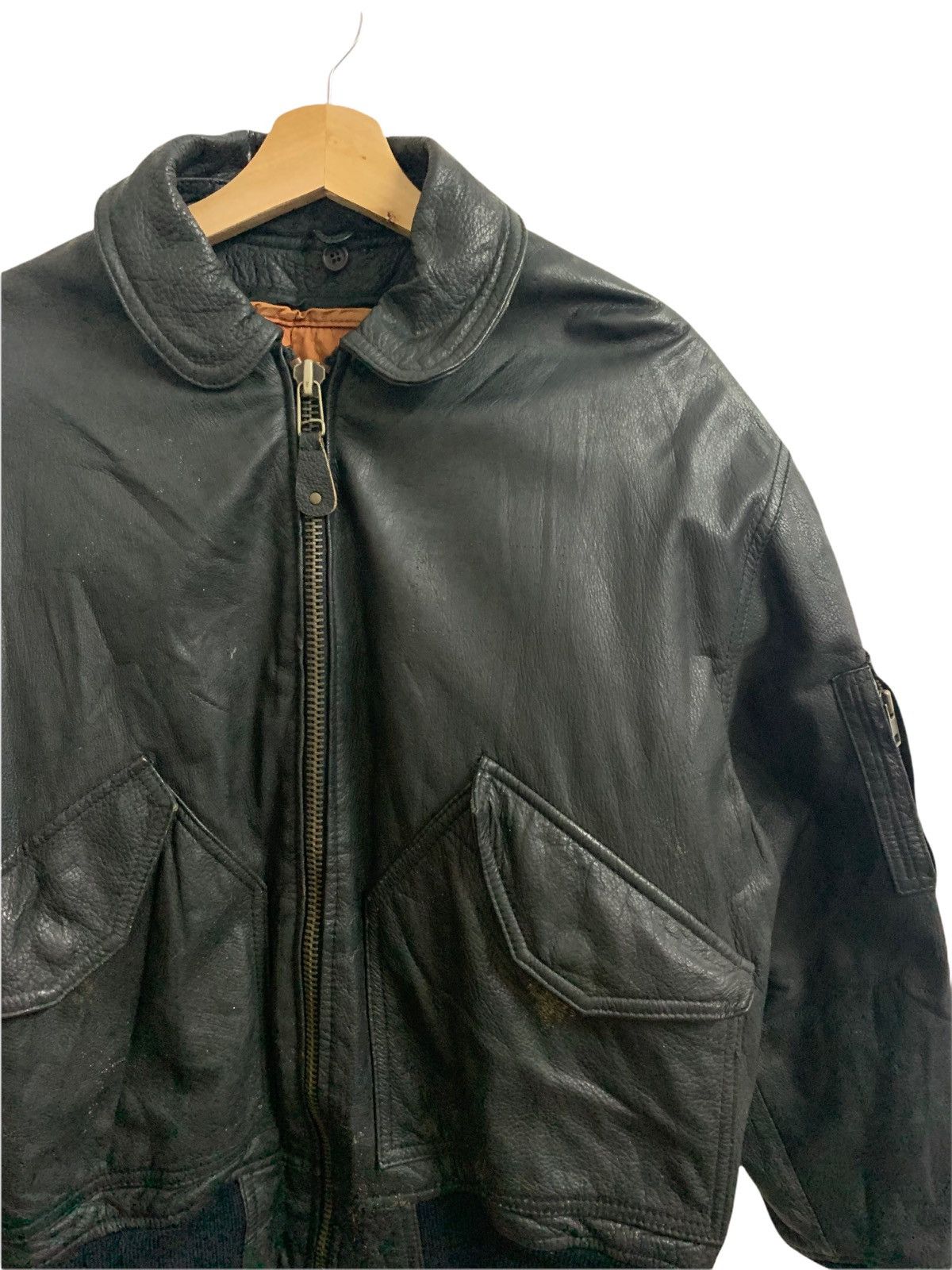 Japanese Brand Vintage 60s Dog Fight Leather Bomber Jacket Size US M / EU 48-50 / 2 - 2 Thumbnail