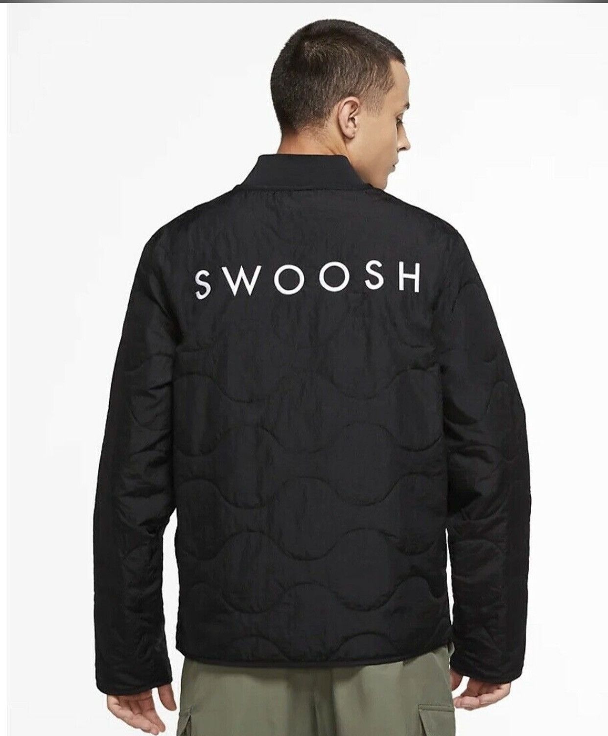 ナイキ DOUBLE SWOOSH QUILTED JACKET Nike Swoosh quilted field jacket in black | ASOS