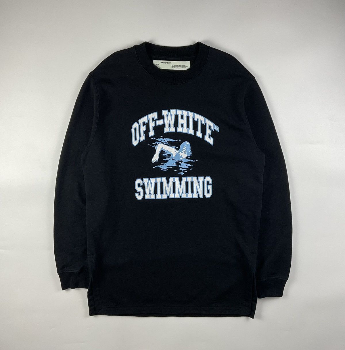 image of Off White Swimming Print Sweatshirt in Black, Men's (Size Small)