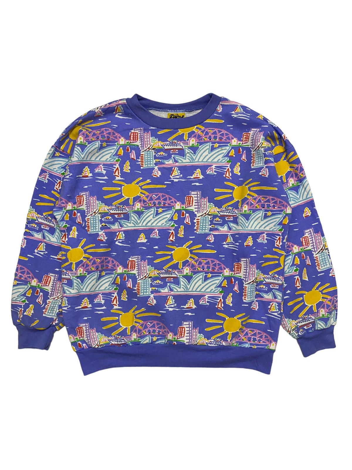 image of Beauty Beast x Vintage Ken Done Art Printed Sweatshirt in Blue, Men's (Size Small)