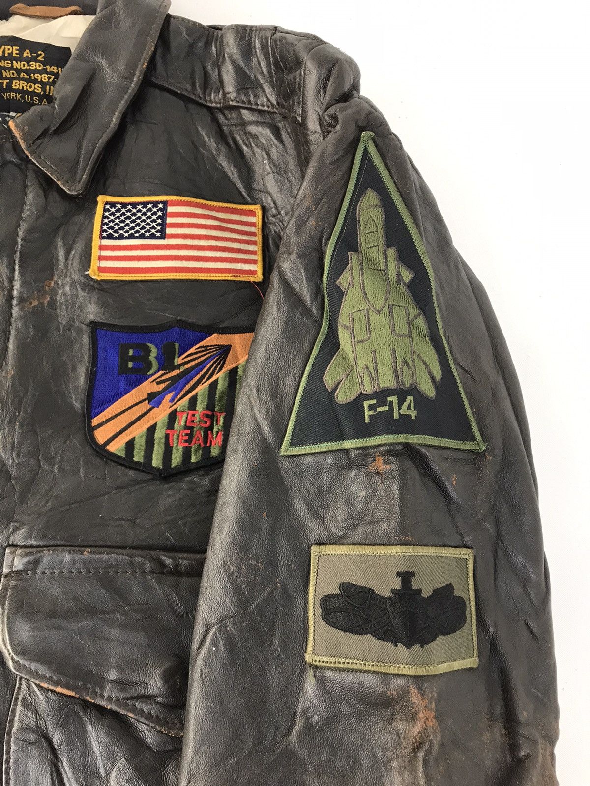 Genuine Leather × Schott Schott Co Type A-2 Bomber Jacket USAF Pilot School F-14 Size US S / EU 44-46 / 1 - 5 Thumbnail