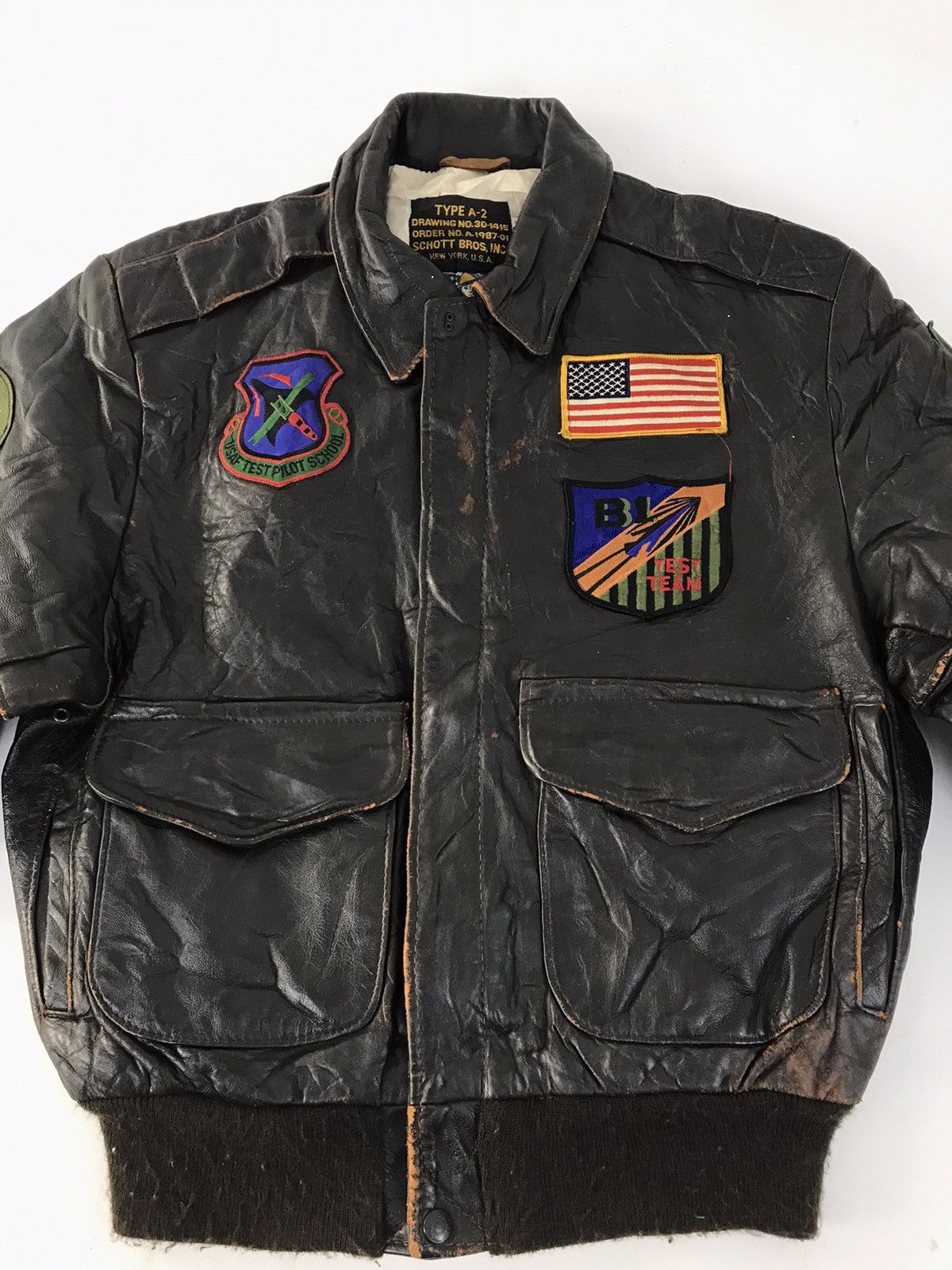 Genuine Leather × Schott Schott Co Type A-2 Bomber Jacket USAF Pilot School F-14 Size US S / EU 44-46 / 1 - 3 Thumbnail