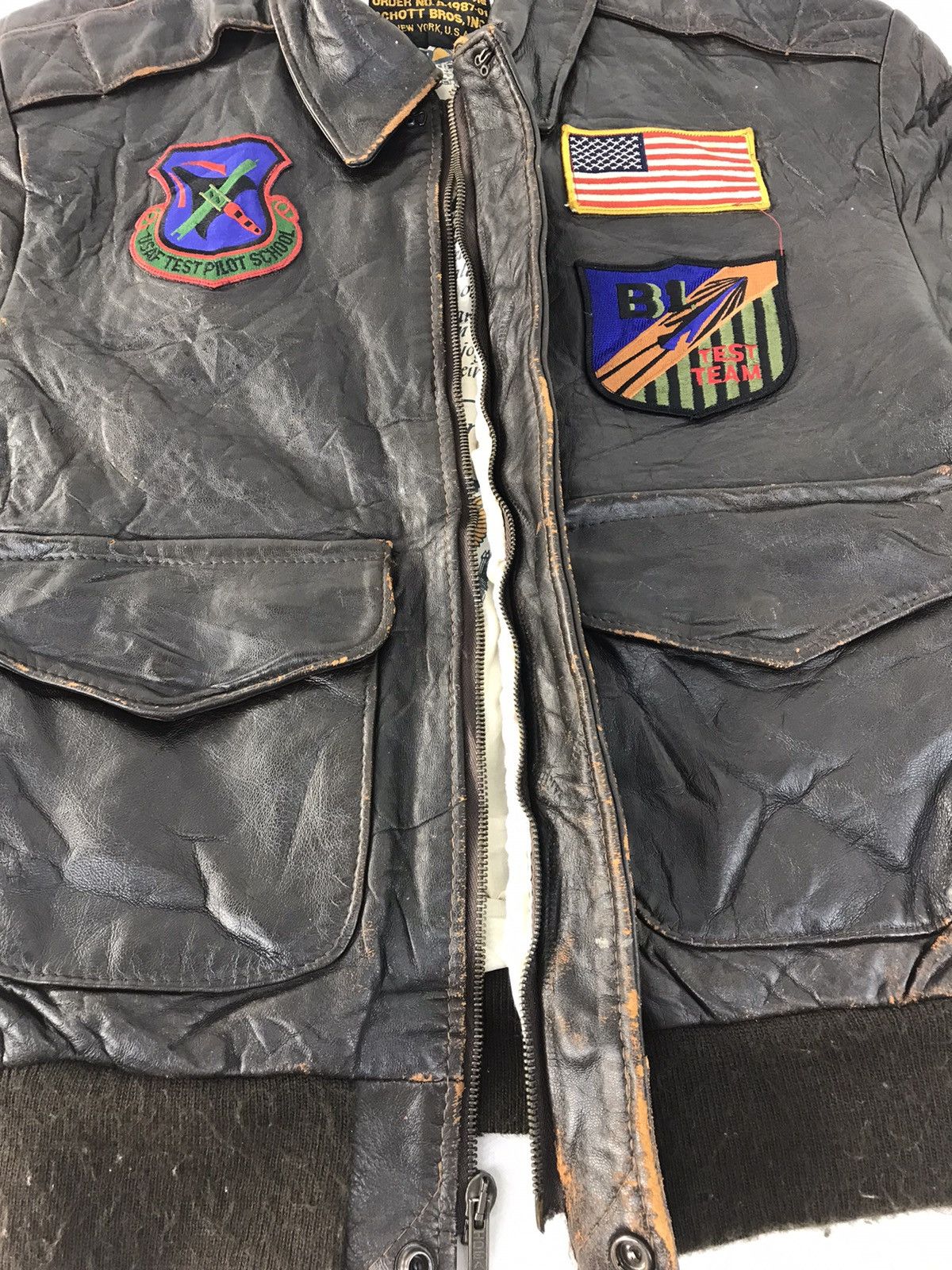 Genuine Leather × Schott Schott Co Type A-2 Bomber Jacket USAF Pilot School F-14 Size US S / EU 44-46 / 1 - 7 Thumbnail