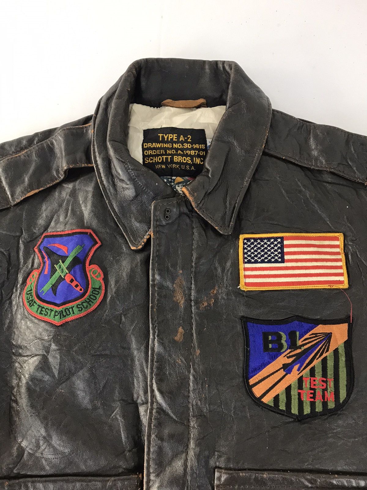 Genuine Leather × Schott Schott Co Type A-2 Bomber Jacket USAF Pilot School F-14 Size US S / EU 44-46 / 1 - 4 Thumbnail