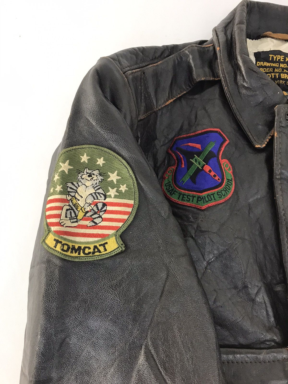 Genuine Leather × Schott Schott Co Type A-2 Bomber Jacket USAF Pilot School F-14 Size US S / EU 44-46 / 1 - 6 Thumbnail