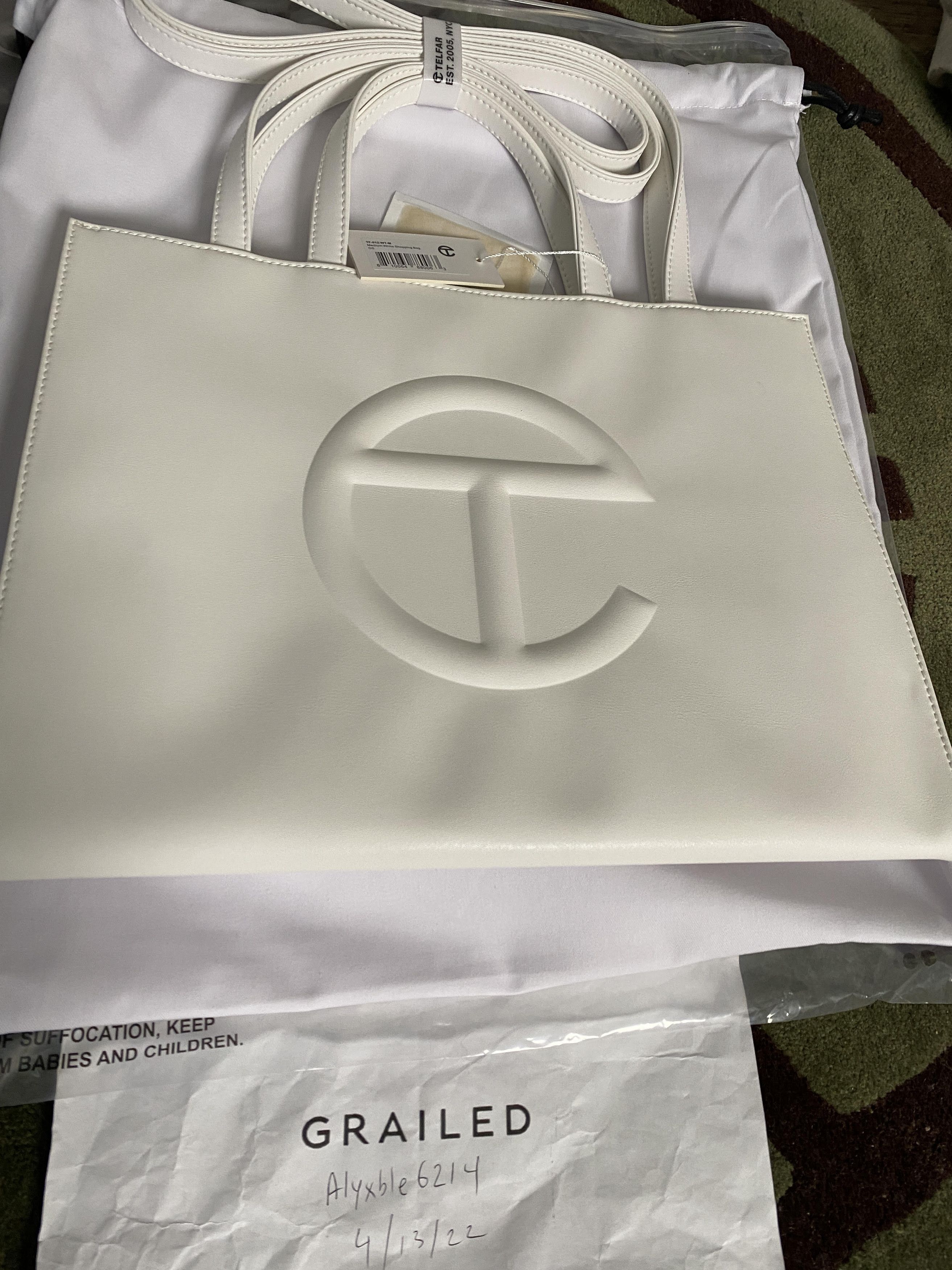 Telfar medium shopping bag tote -white Size ONE SIZE - 1 Thumbnail