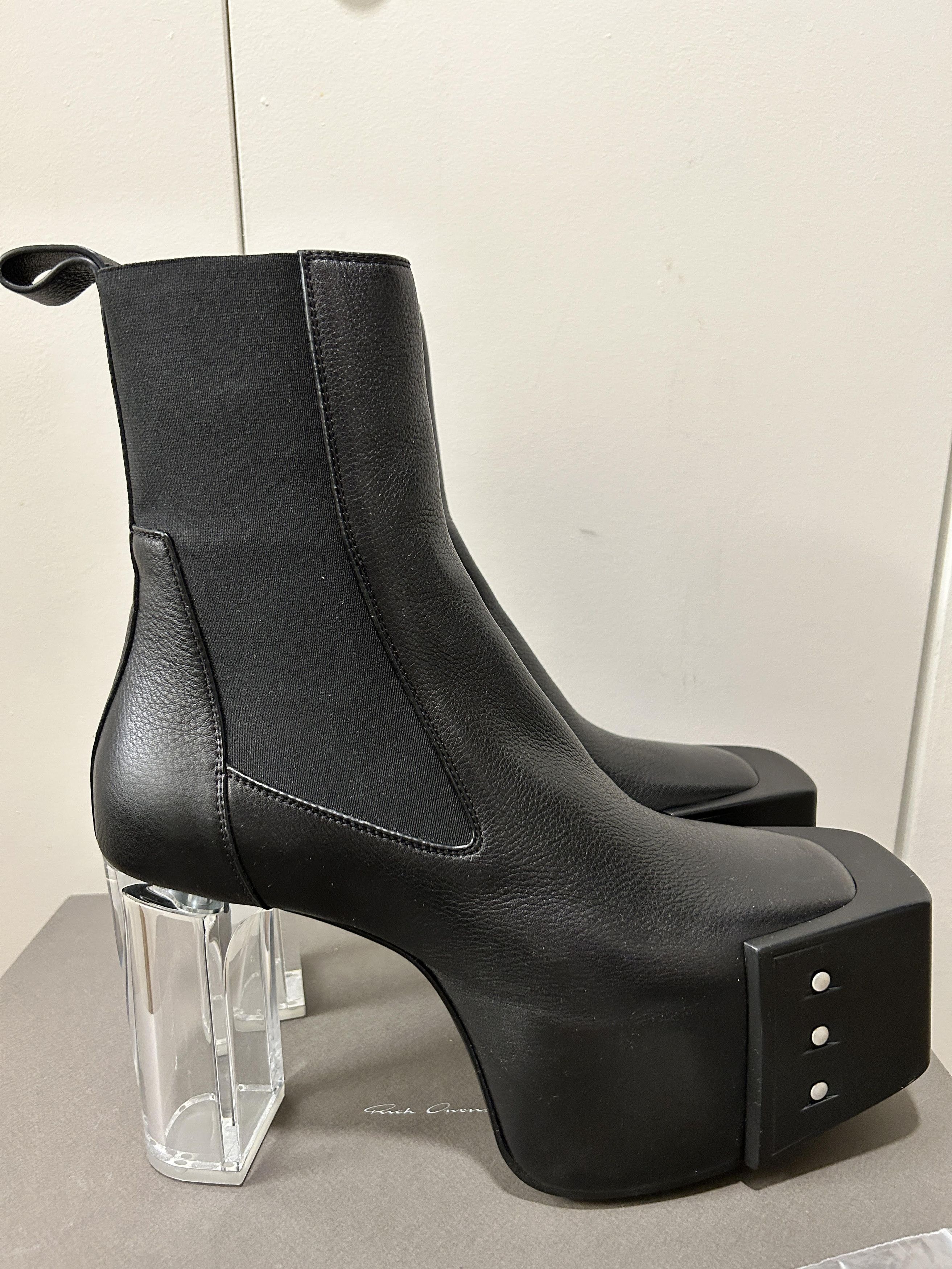 Rick Owens Rick Owens Drkshdw Beveled platforms kiss boot | Grailed