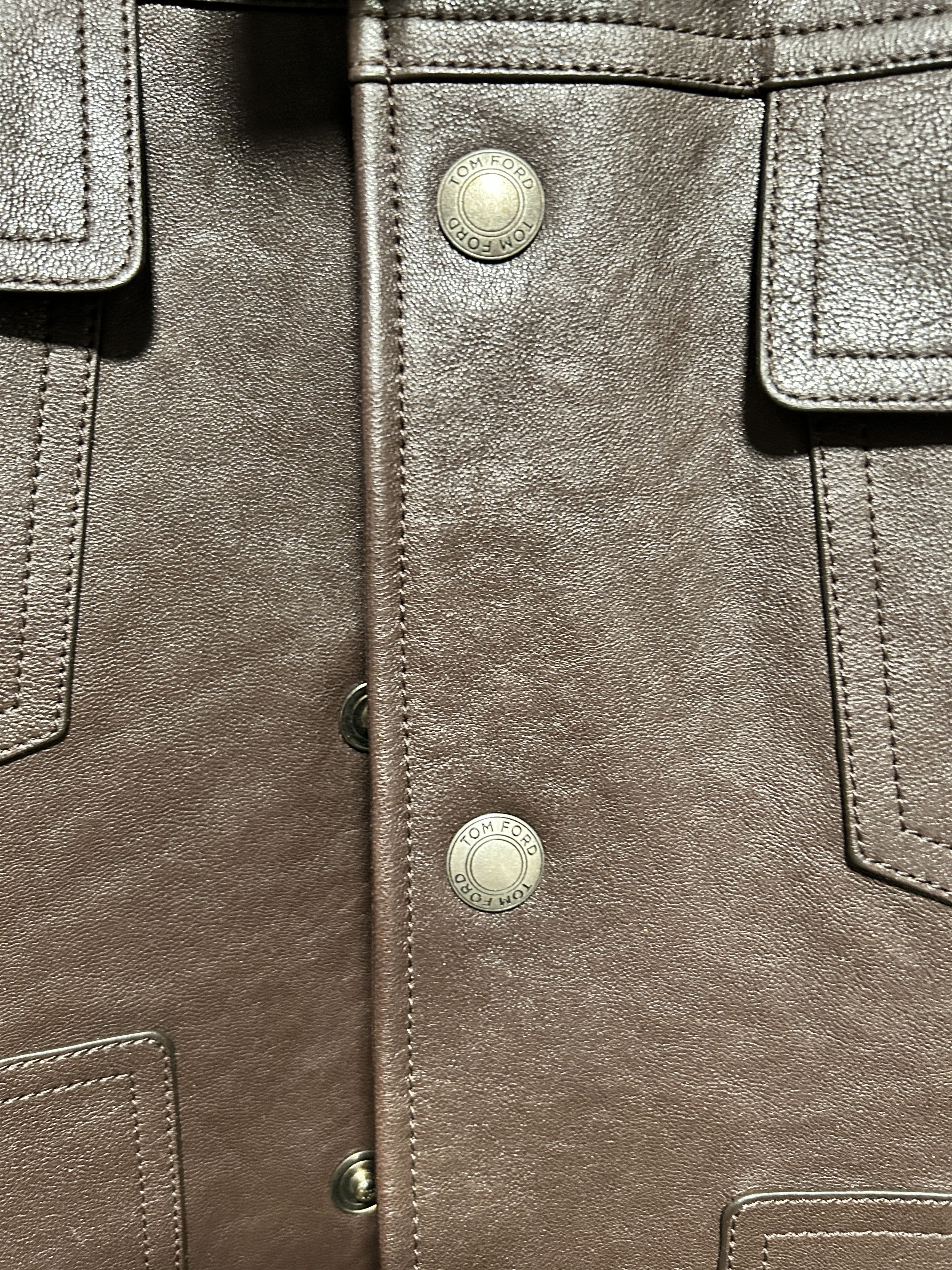 Tom Ford TOM FORD WORKED LEATHER WESTERN BLOUSON -BROWN Size US M / EU 48-50 / 2 - 3 Thumbnail