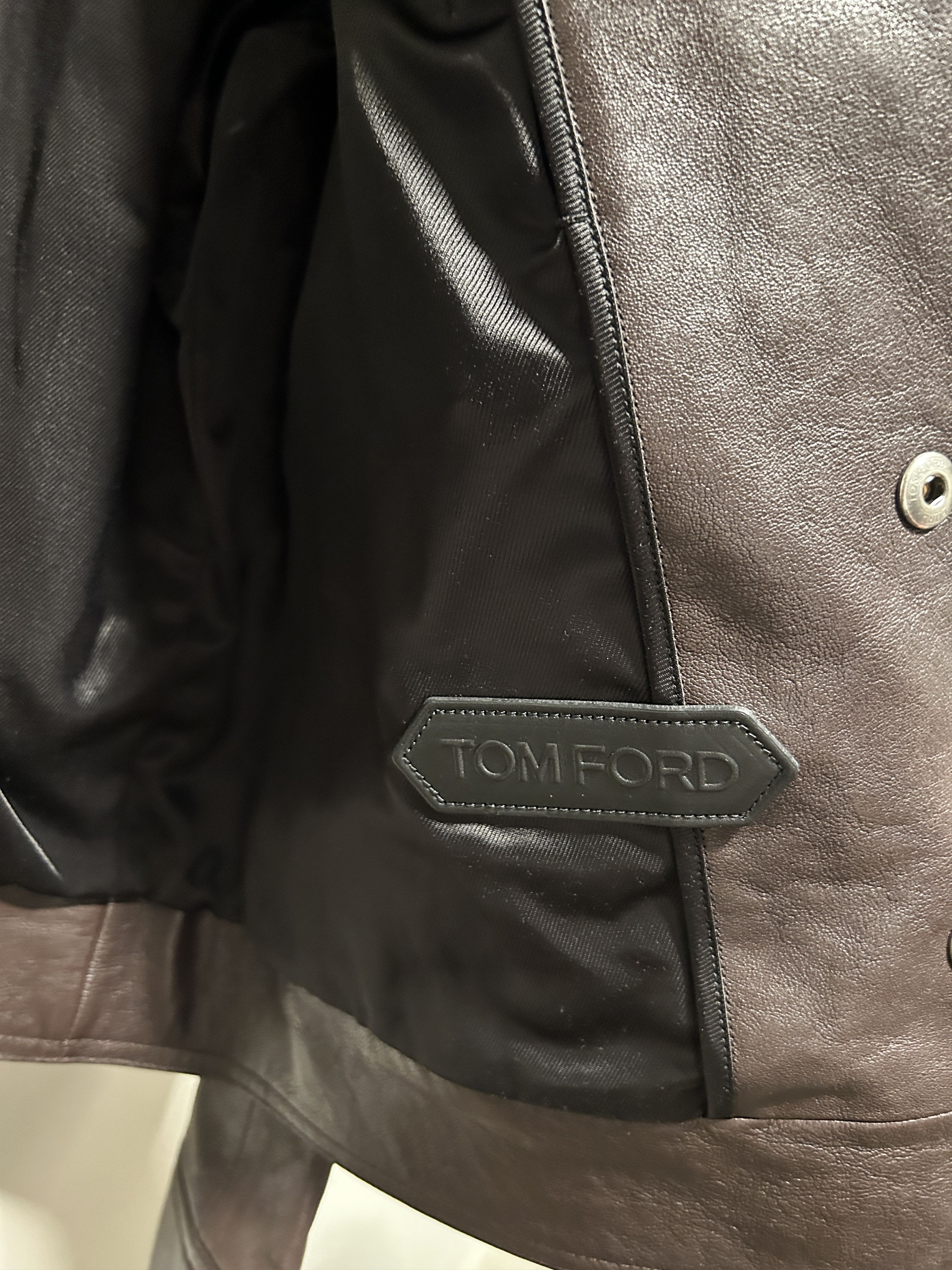 Tom Ford TOM FORD WORKED LEATHER WESTERN BLOUSON -BROWN Size US M / EU 48-50 / 2 - 4 Thumbnail
