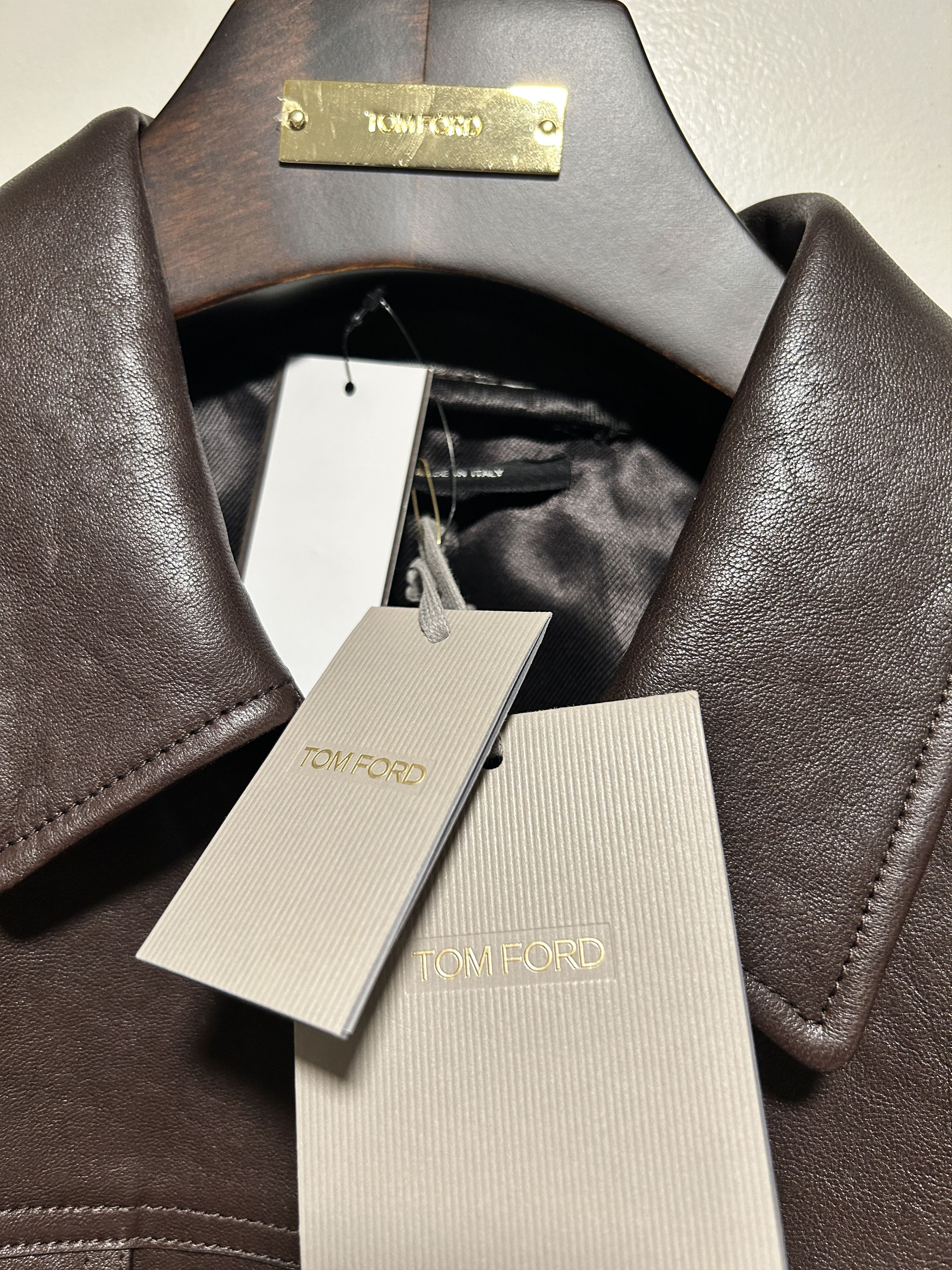 Tom Ford TOM FORD WORKED LEATHER WESTERN BLOUSON -BROWN Size US M / EU 48-50 / 2 - 5 Thumbnail