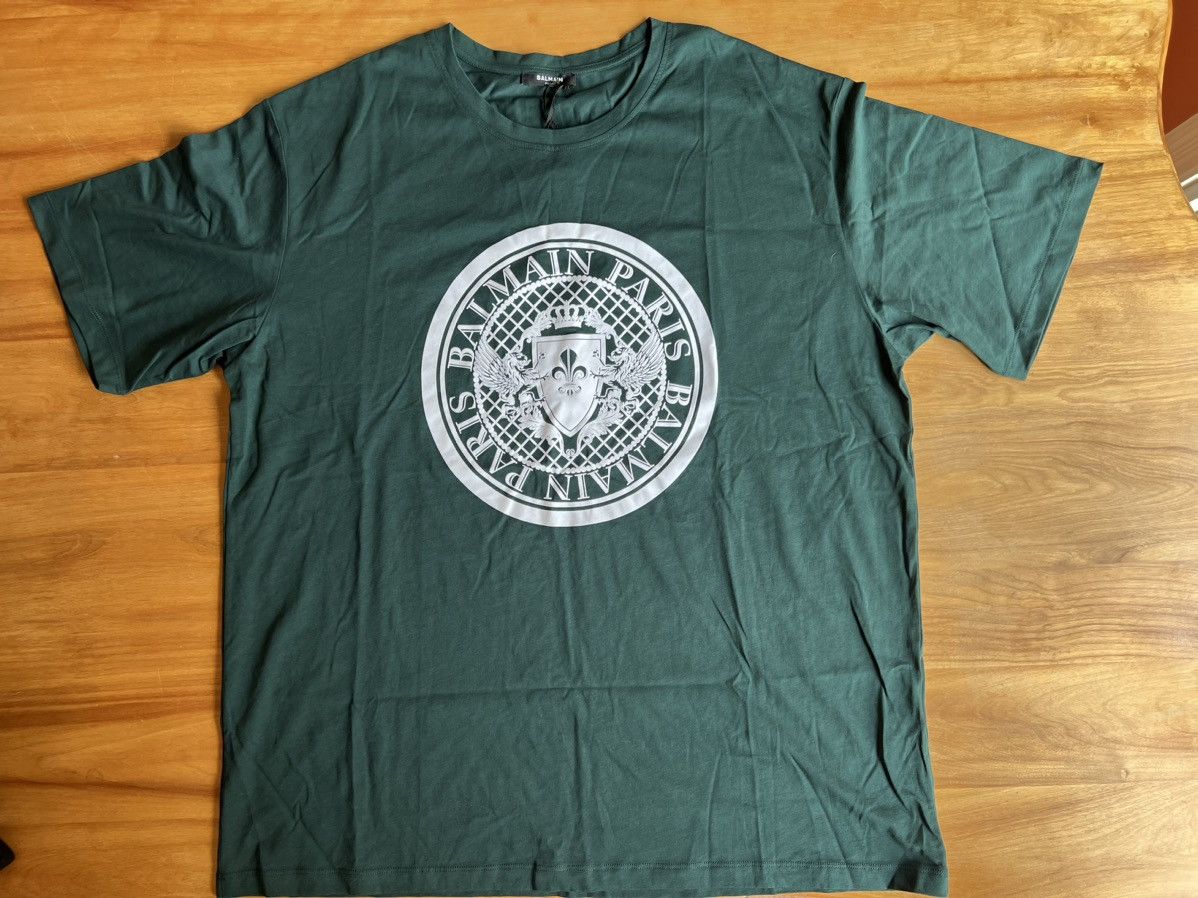 Balmain NWT - BALMAIN Green Flocked T-Shirt Size US XXL / EU 58 / 5 - 1 Thumbnail