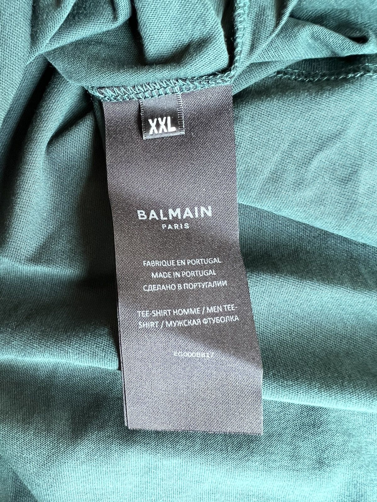 Balmain NWT - BALMAIN Green Flocked T-Shirt Size US XXL / EU 58 / 5 - 8 Thumbnail