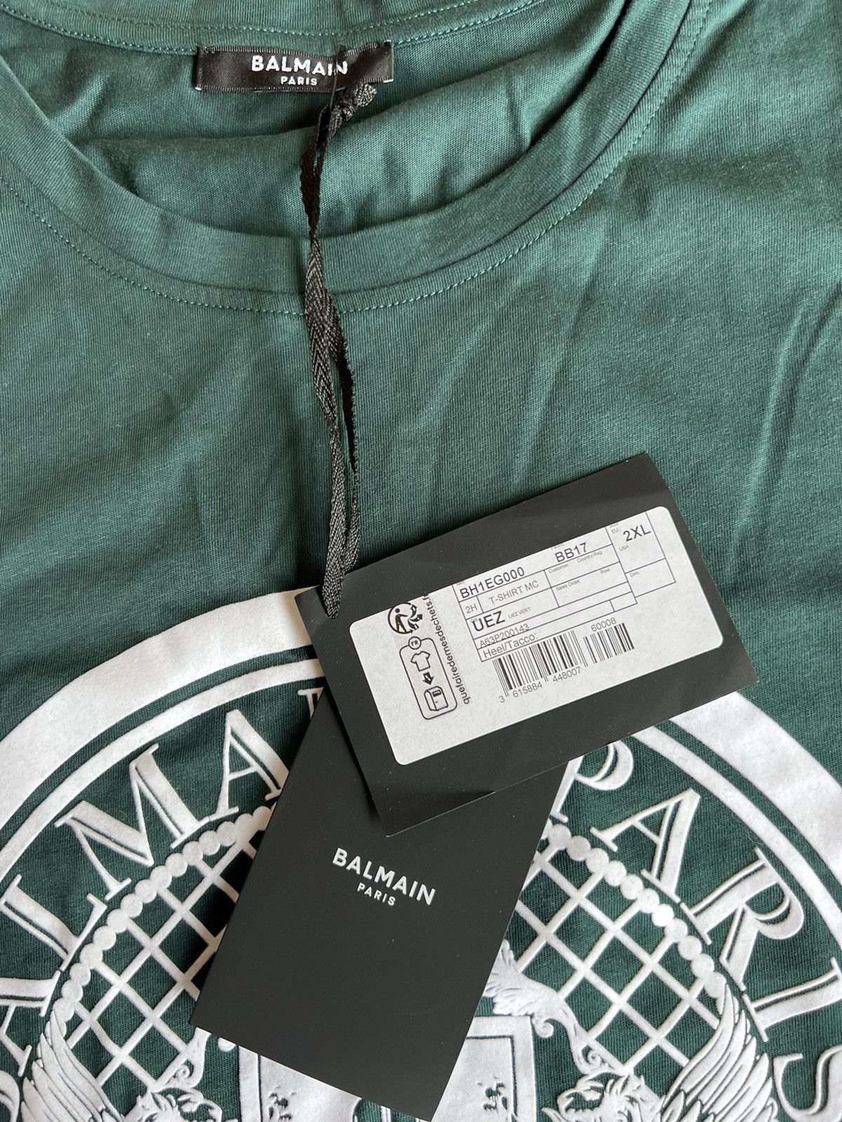 Balmain NWT - BALMAIN Green Flocked T-Shirt Size US XXL / EU 58 / 5 - 4 Thumbnail