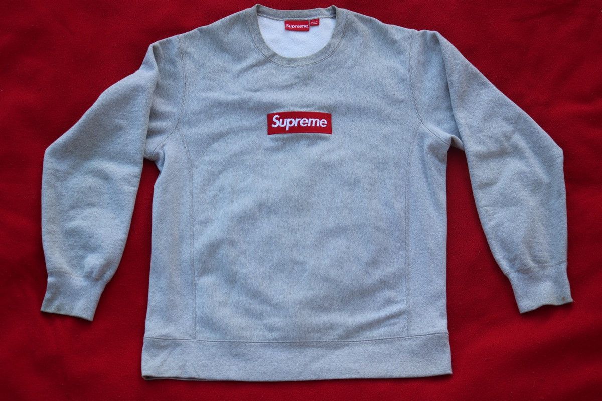 Supreme Supreme Grey Box Logo Crew Size US XL / EU 56 / 4 - 4 Thumbnail