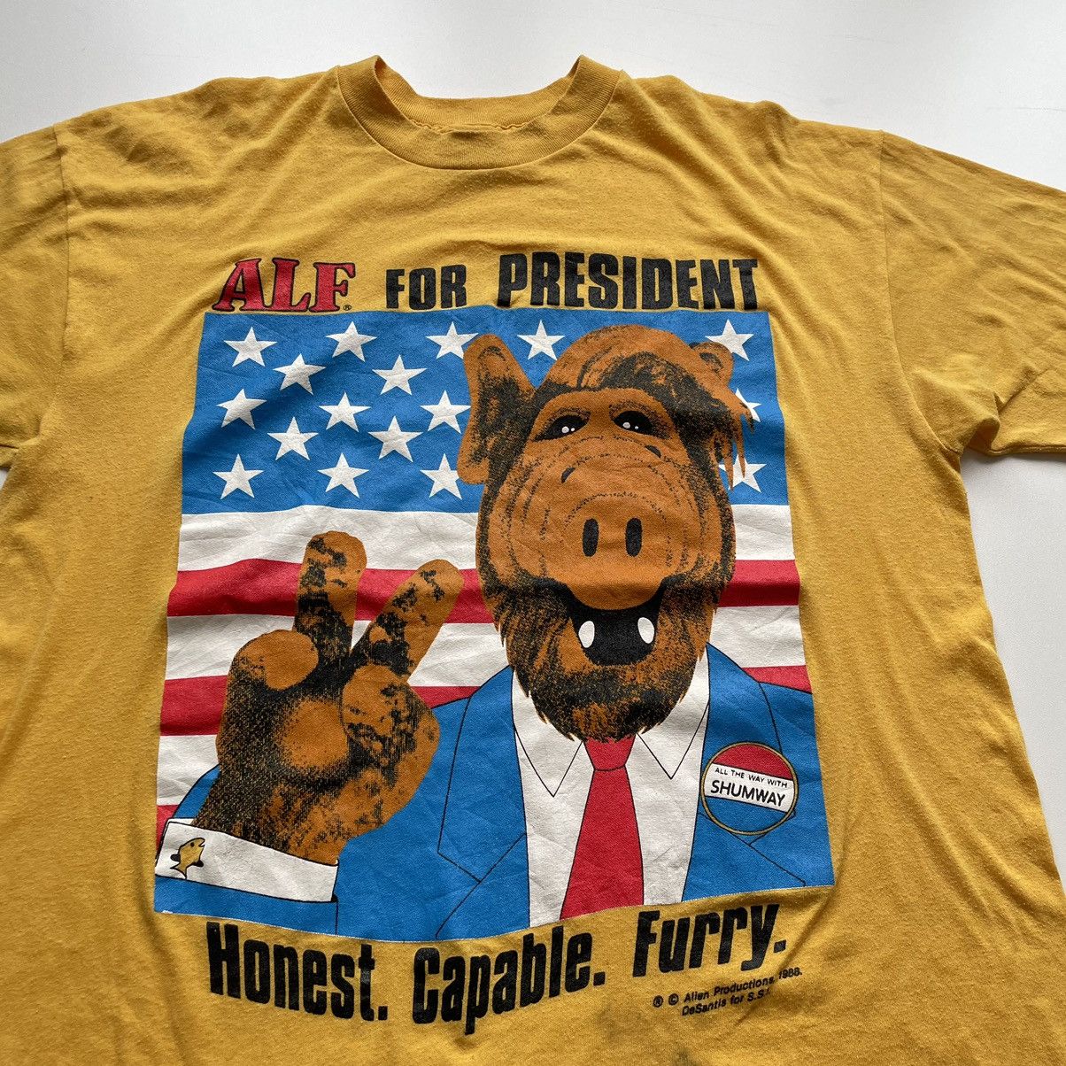 Vintage Vintage 1988 Alf For President Stanley DeSantis t shirt Size US L / EU 52-54 / 3 - 2 Thumbnail