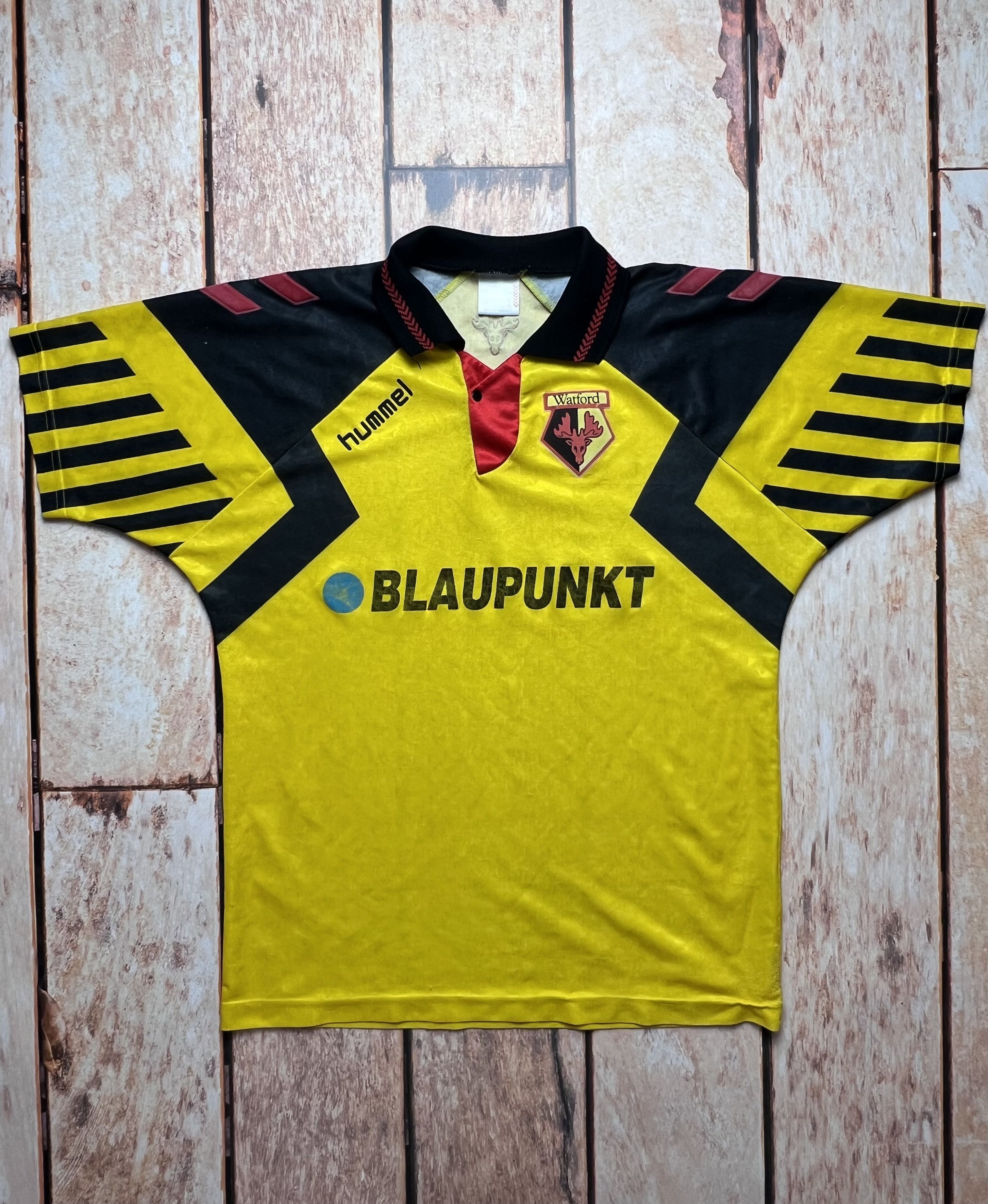 image of The 1994/95 Watford Fc Home Shirt By Hummel in Yellow, Men's (Size Medium)