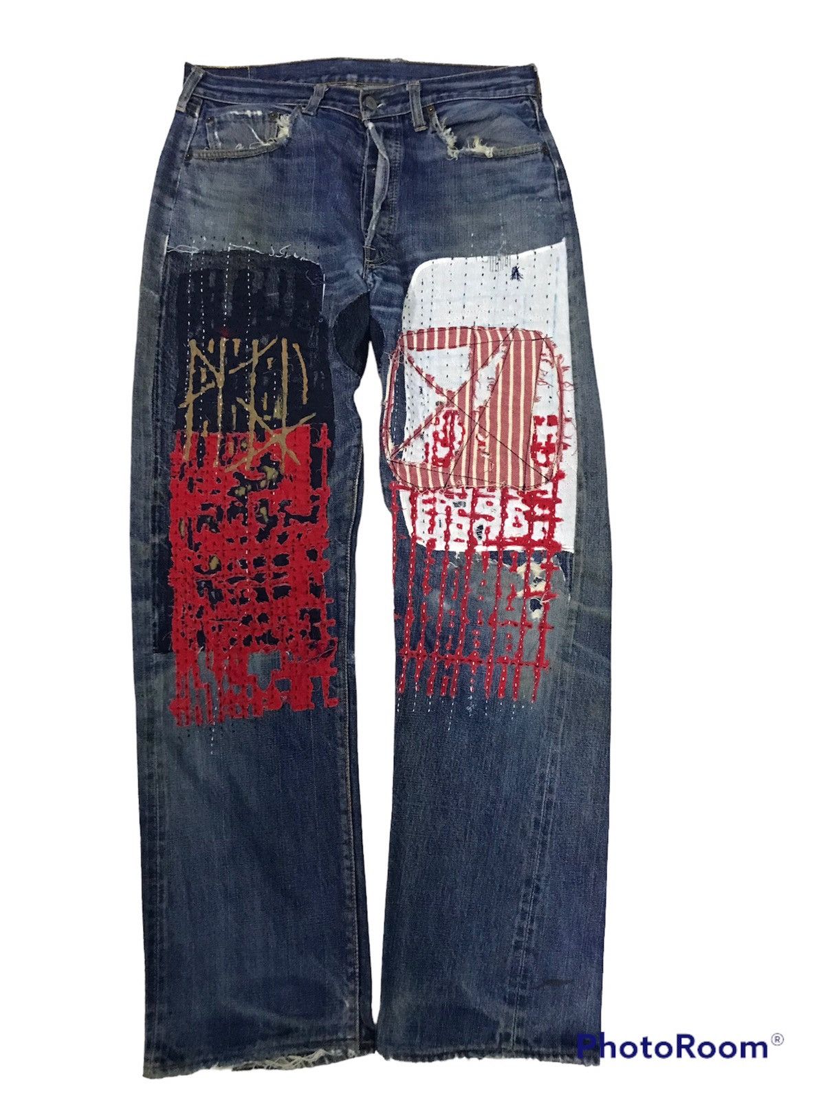 Levi's Vintage Clothing 💥 Levis Sashiko💥 Vintage Levis Big E Top Button 4💥 Size US 32 / EU 48 - 1 Thumbnail