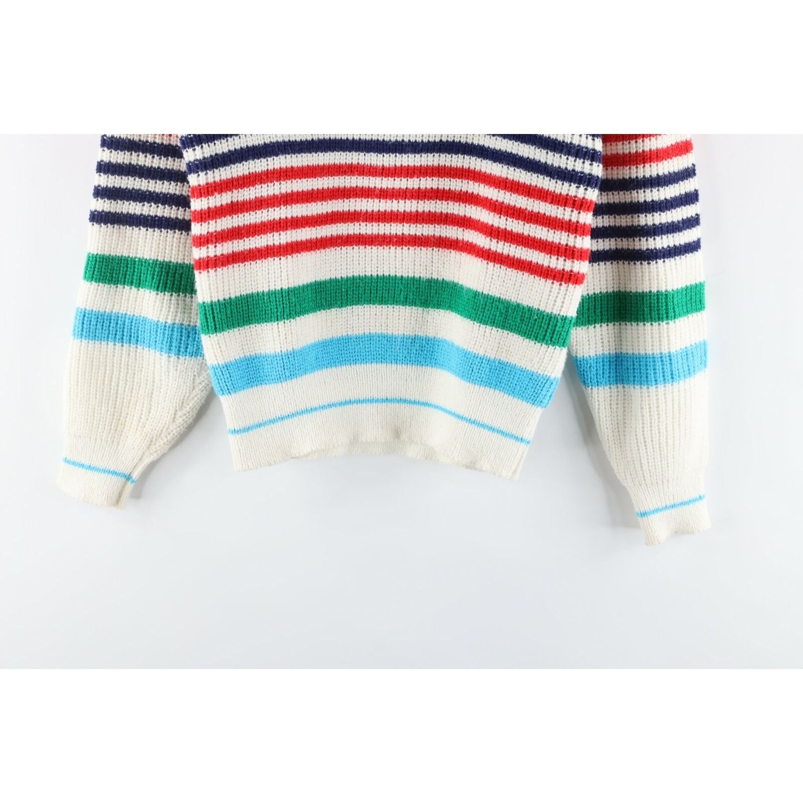 Vintage Vintage 70s Rockabilly Medium Rainbow Striped Knit Sweater Size M / US 6-8 / IT 42-44 - 3 Thumbnail