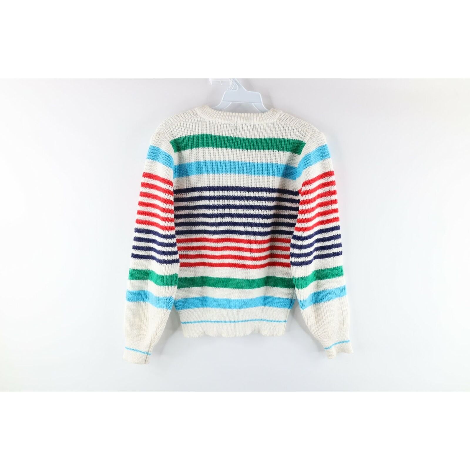 Vintage Vintage 70s Rockabilly Medium Rainbow Striped Knit Sweater Size M / US 6-8 / IT 42-44 - 5 Thumbnail