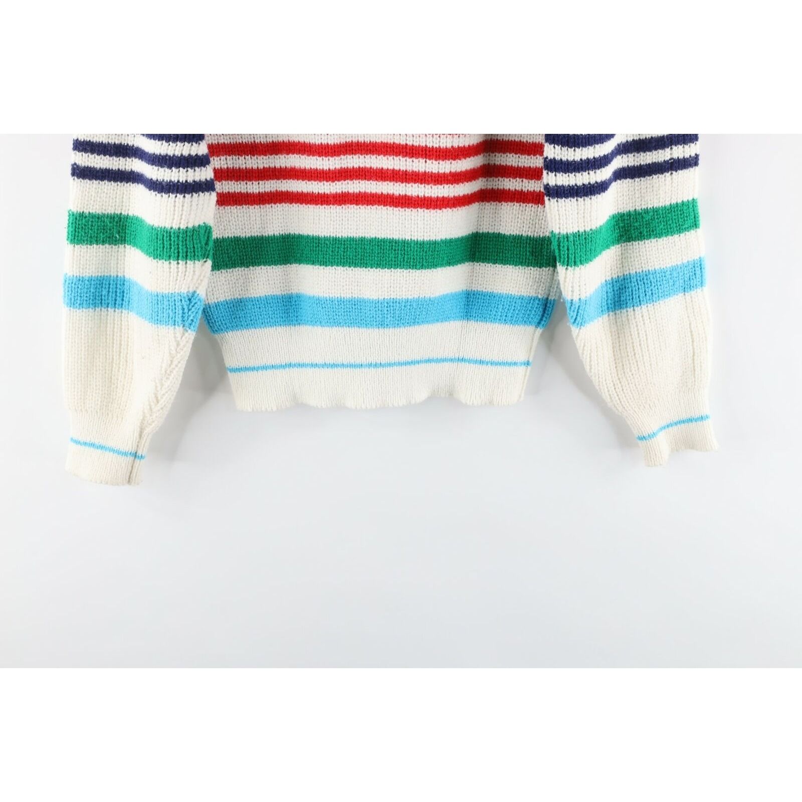 Vintage Vintage 70s Rockabilly Medium Rainbow Striped Knit Sweater Size M / US 6-8 / IT 42-44 - 7 Preview