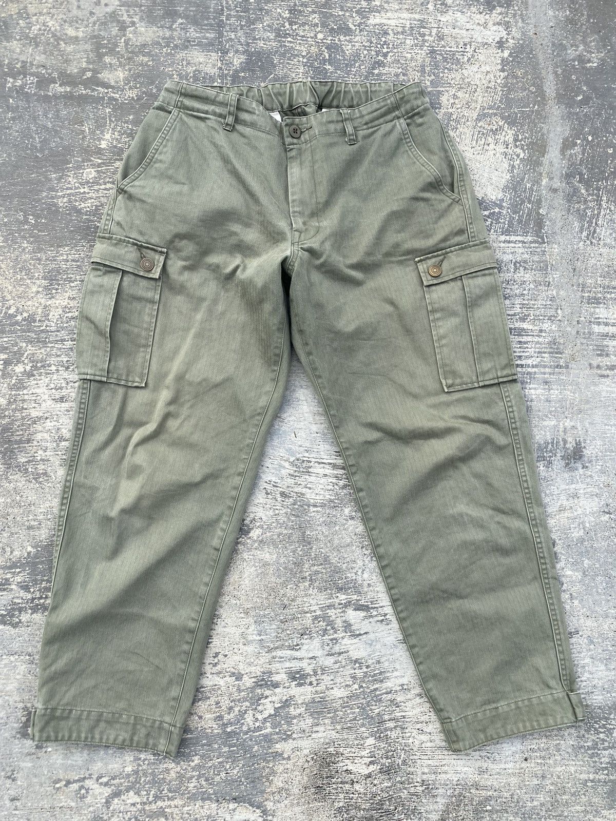 image of Military Japan Fatigue Army Herringbone Loose Baggy Gorpcore Cargo in Green Fatigue, Men's (Size 30