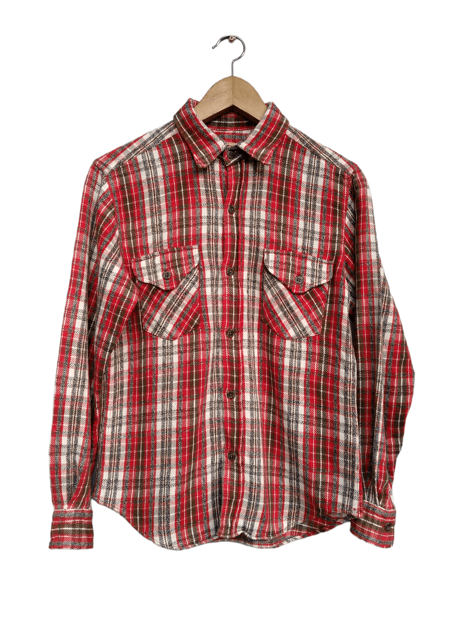 Double Pocket 45Rpm Checkered Plaid Flannel Shirt