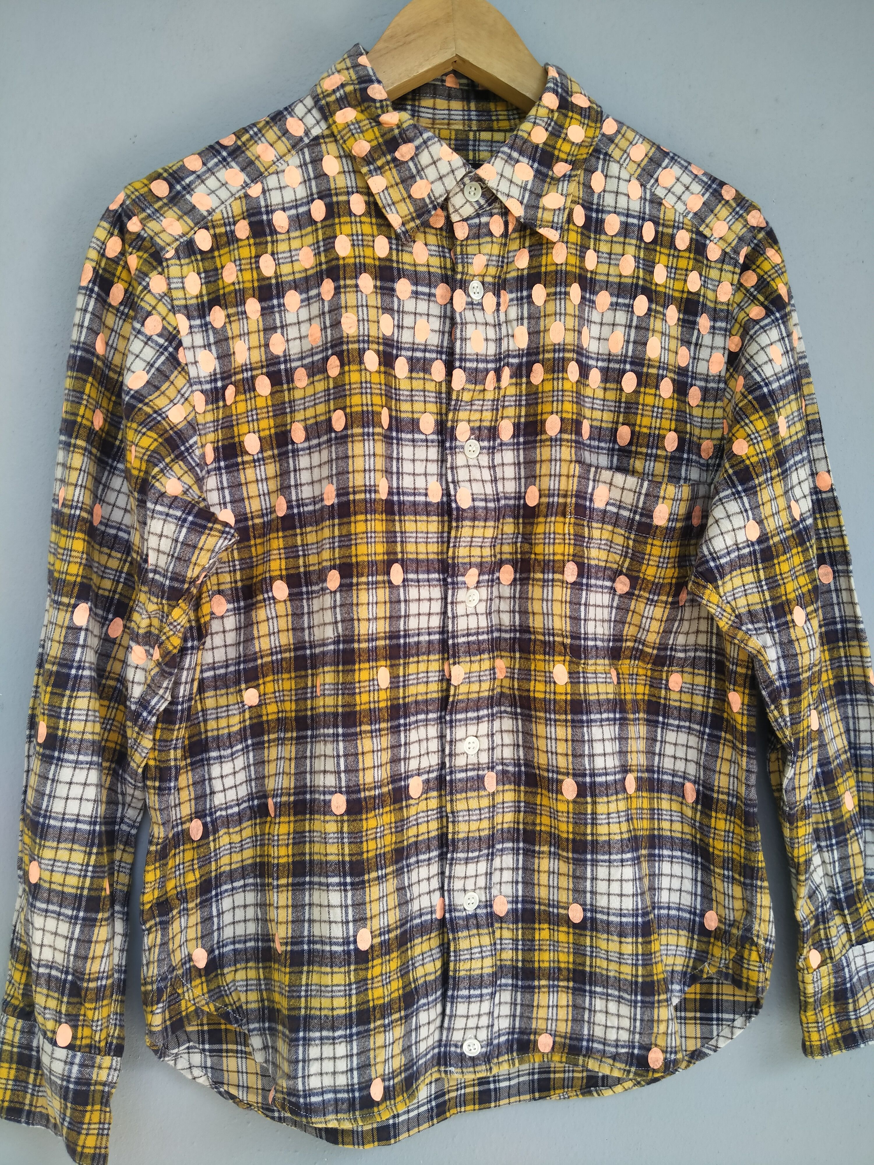 image of Mercibeaucoup Polka Dot Flannel Single Pocket Isseymiyake, Men's (Size Small)