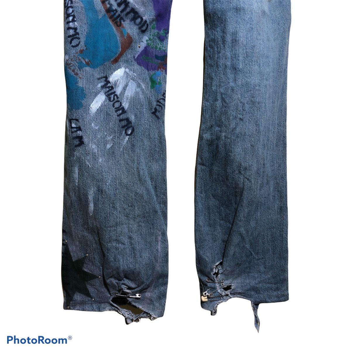 Seditionaries Semantic Design distressed denim Painted custom made Size US 29 - 13 Thumbnail