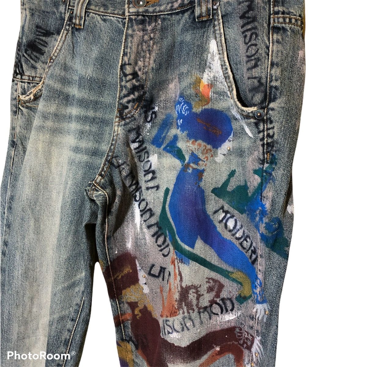 Seditionaries Semantic Design distressed denim Painted custom made Size US 29 - 2 Thumbnail
