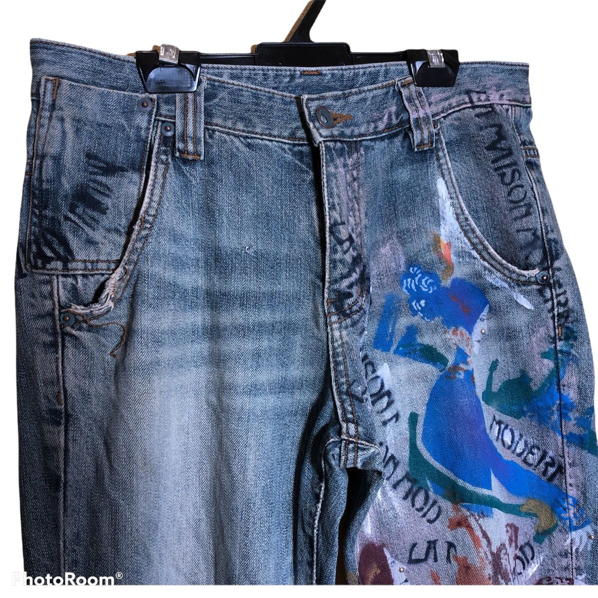 Seditionaries Semantic Design distressed denim Painted custom made Size US 29 - 4 Thumbnail