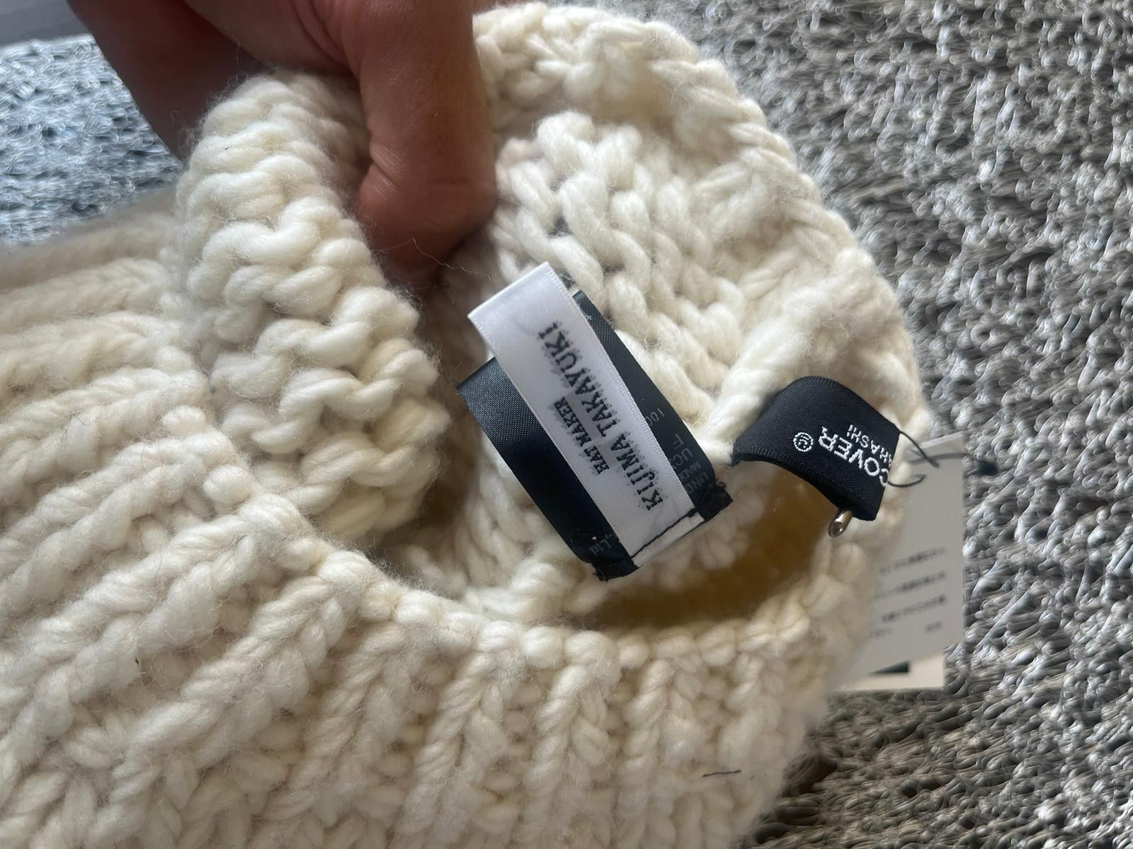Undercover Embroidered Logo Wool Beanie in Ivory Size ONE SIZE - 8 Thumbnail