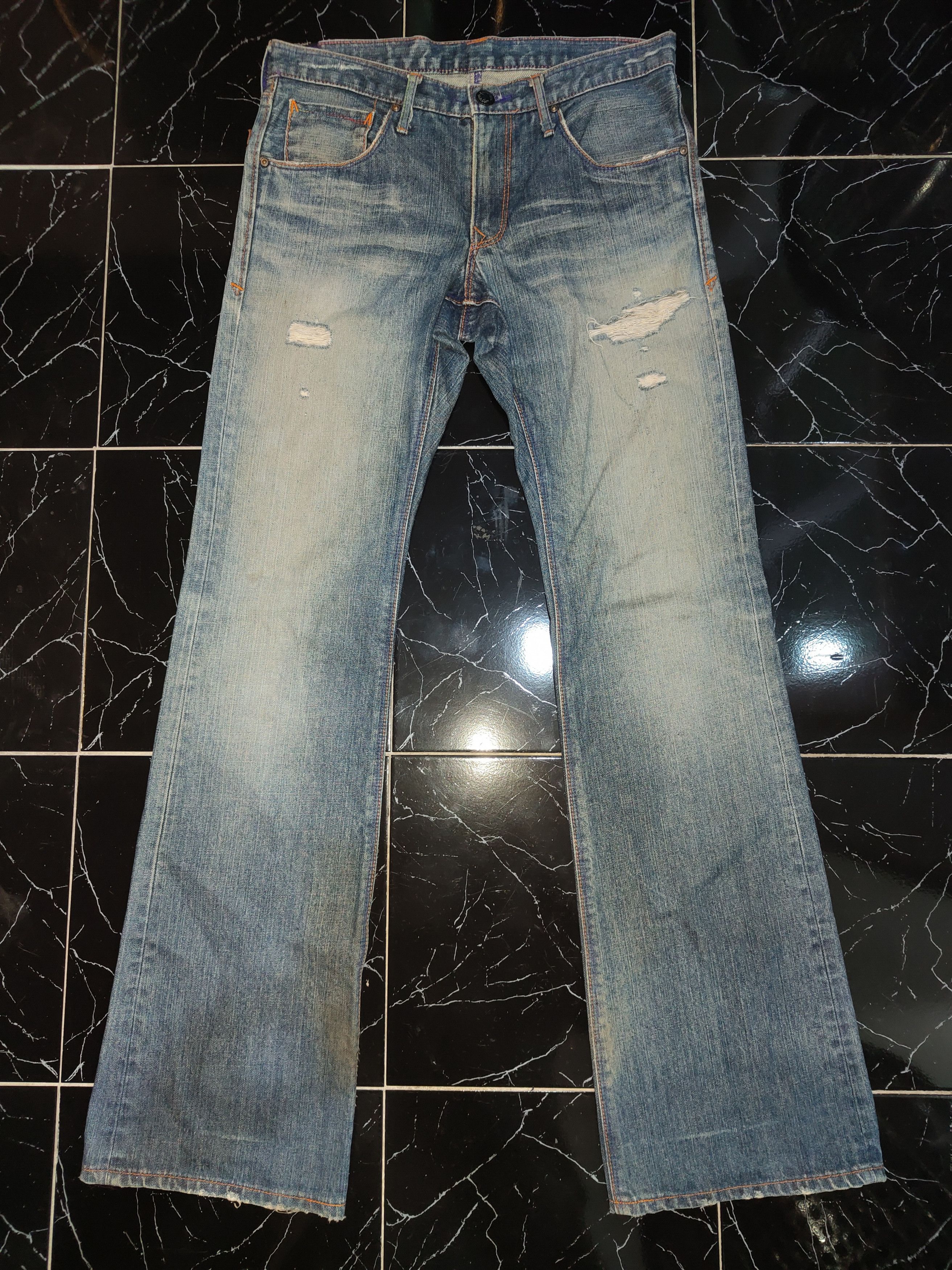 Bootcut Jeans Distressed Denim Vintage