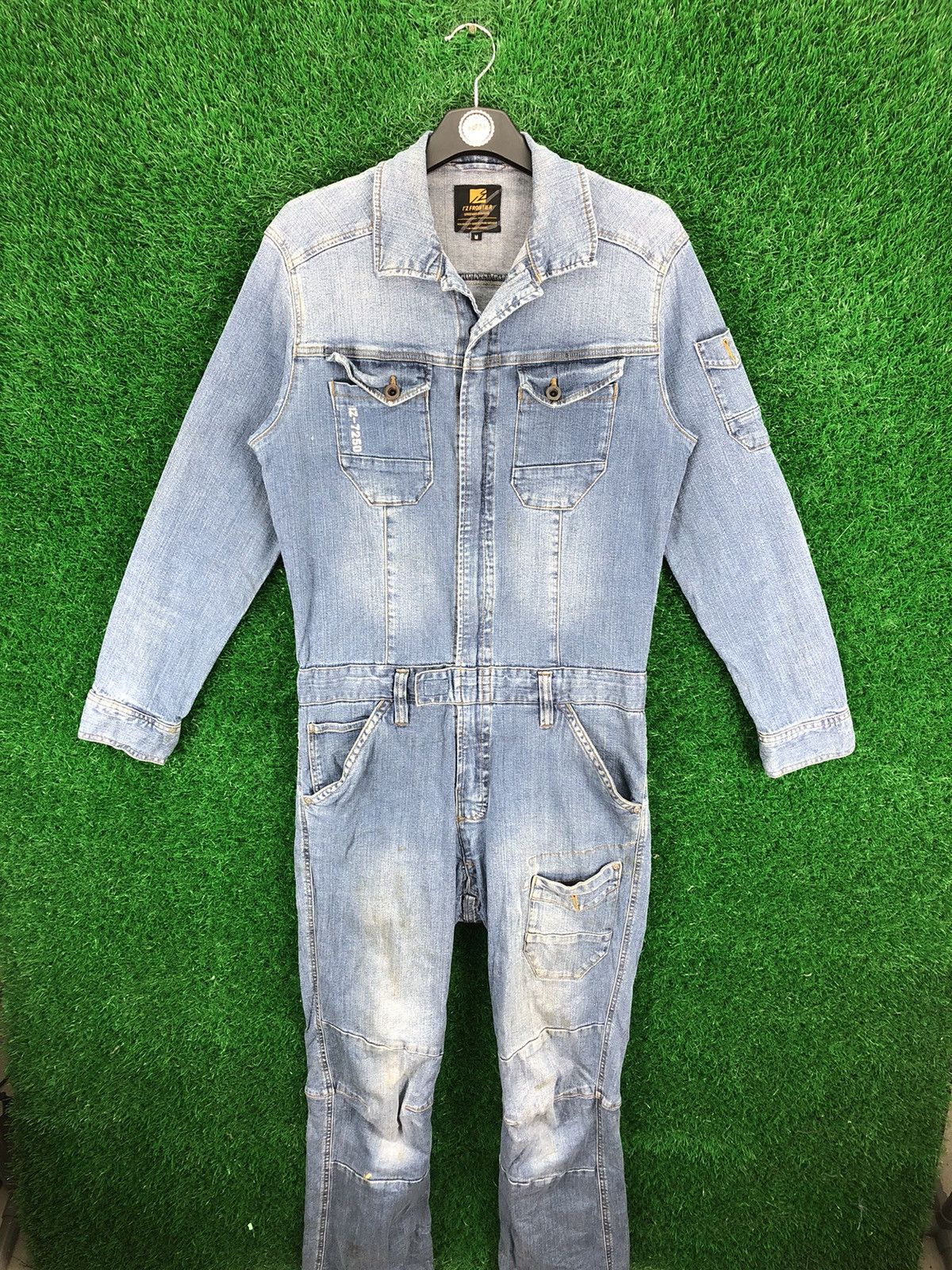 image of Vintage 90's Coverall Denim Worker By I'z Frontier in Blue Denim, Men's (Size 32)