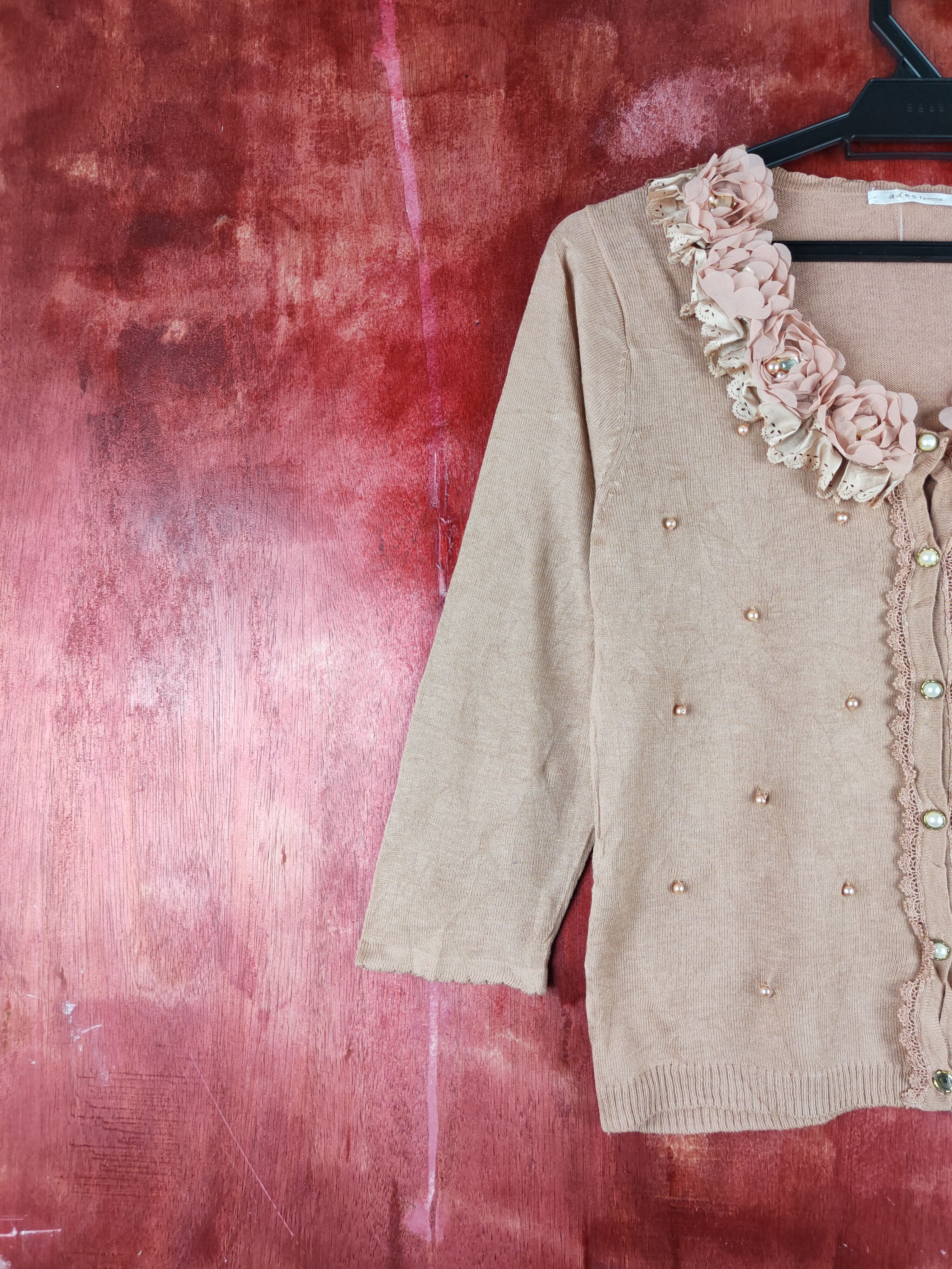Japanese Brand Axes Femme Brown Knitwear Cardigan #S1256 Size S / US 4 / IT 40 - 4 Thumbnail