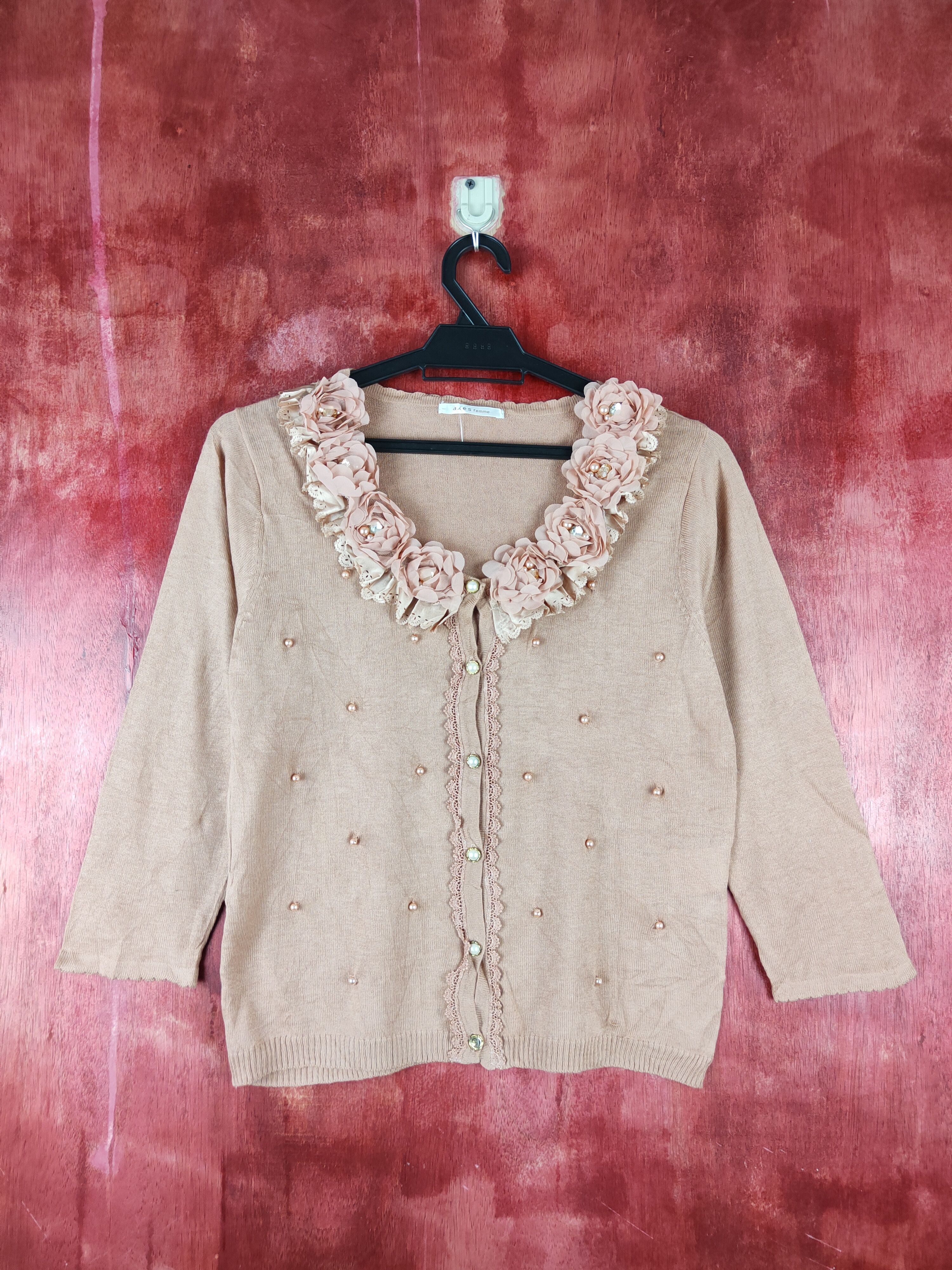 Japanese Brand Axes Femme Brown Knitwear Cardigan #S1256 Size S / US 4 / IT 40 - 1 Thumbnail