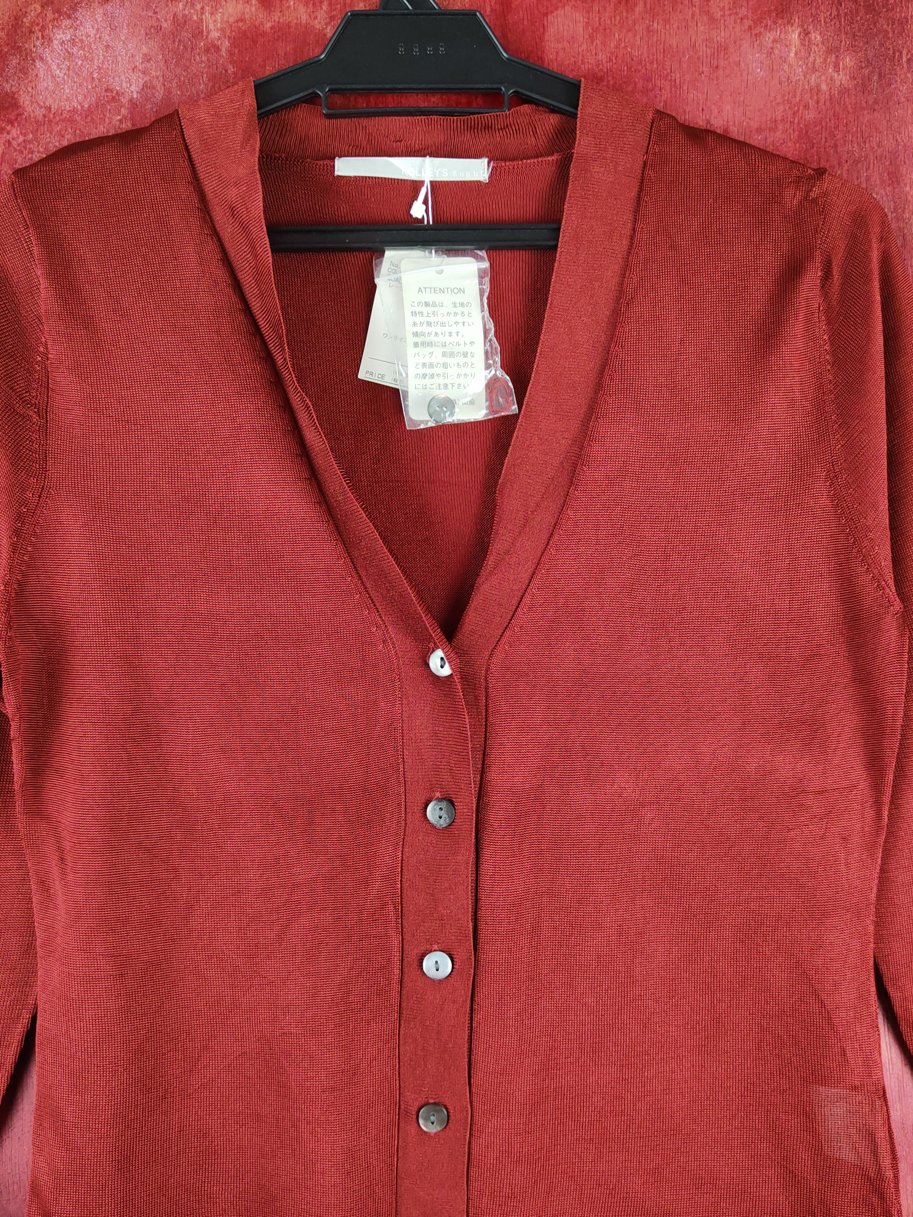 NOLLEY'S Nolley's Sophi Maroon Crochet Meshnet Knit Cardigan #S1255 Size S / US 4 / IT 40 - 2 Thumbnail