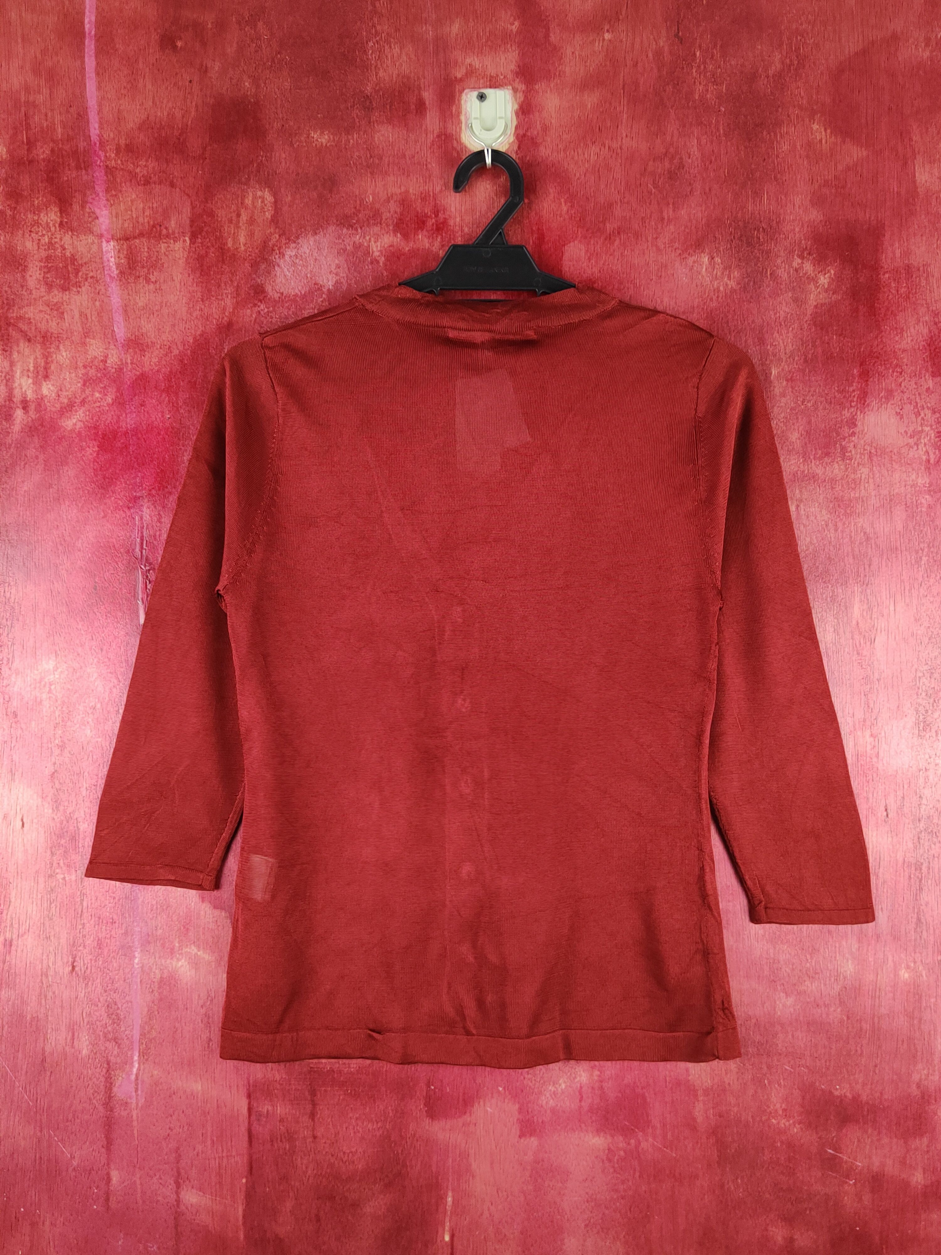 NOLLEY'S Nolley's Sophi Maroon Crochet Meshnet Knit Cardigan #S1255 Size S / US 4 / IT 40 - 7 Thumbnail