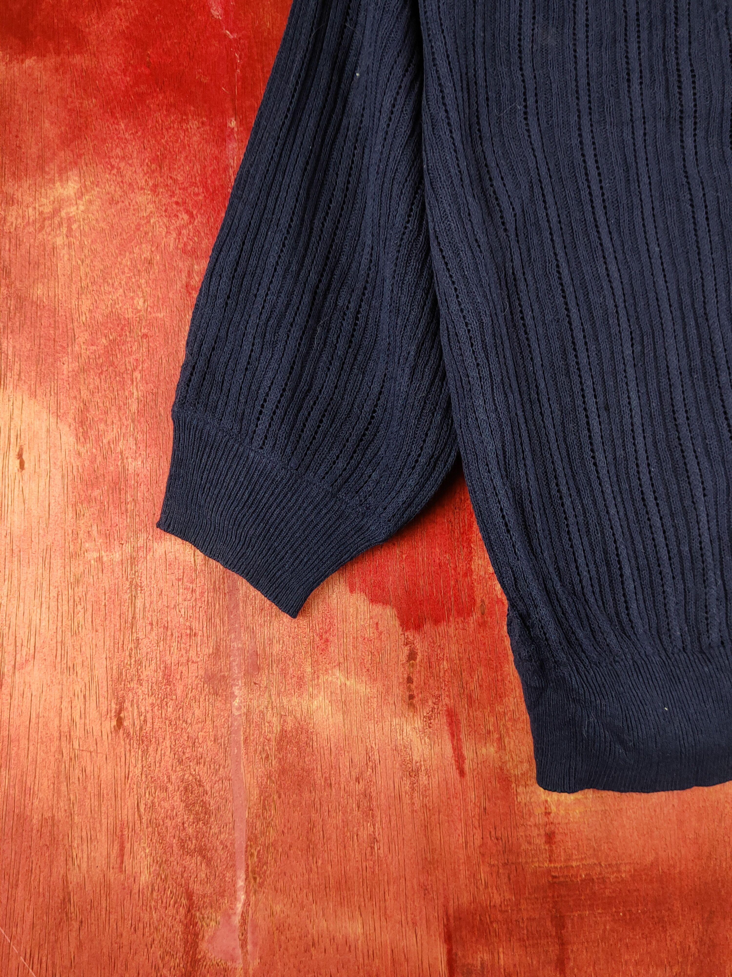 Japanese Brand Glacier Navy Crochet Meshnet Knitwear Cardigan #S1253 Size M / US 6-8 / IT 42-44 - 5 Thumbnail