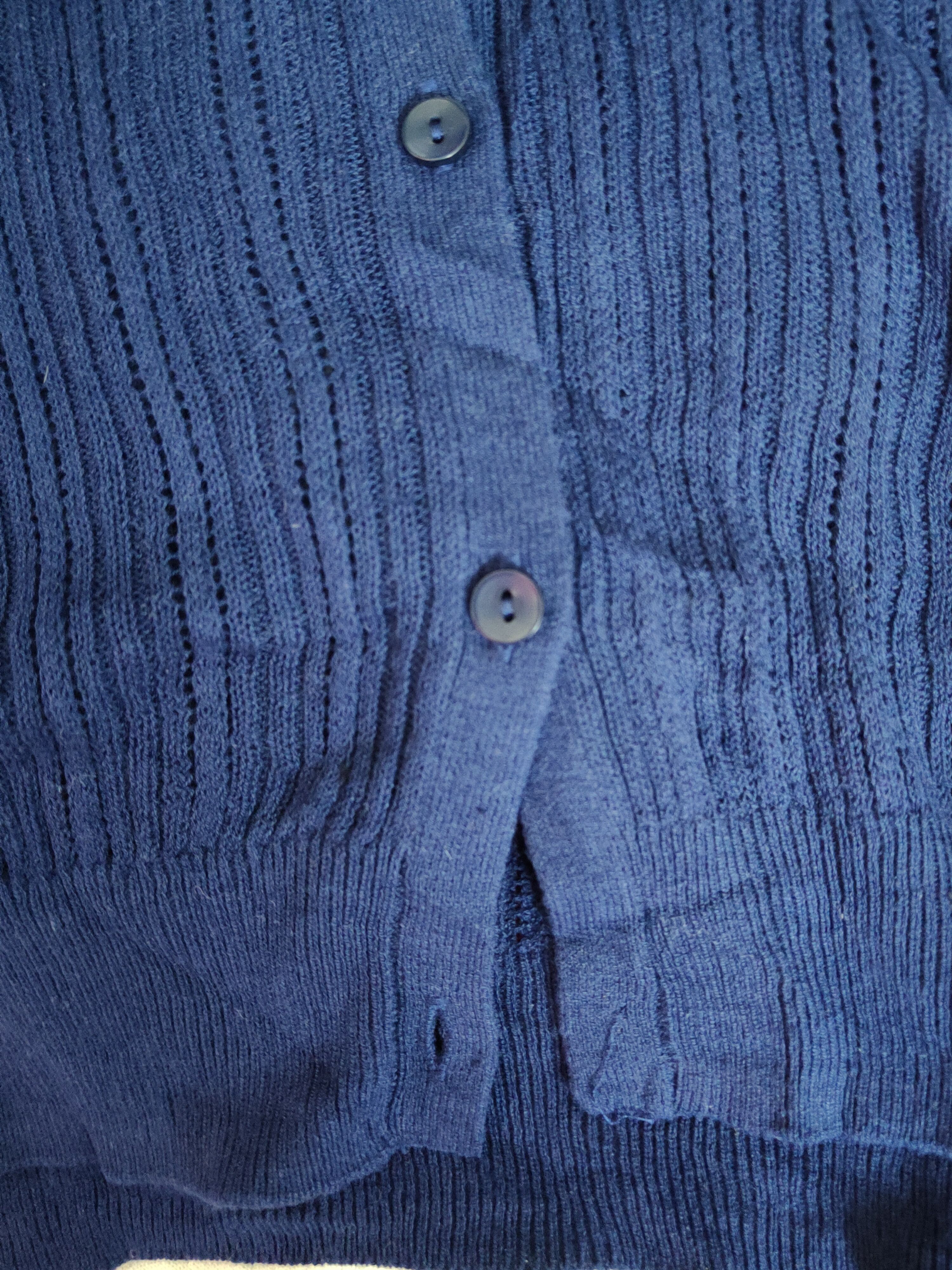 Japanese Brand Glacier Navy Crochet Meshnet Knitwear Cardigan #S1253 Size M / US 6-8 / IT 42-44 - 3 Thumbnail