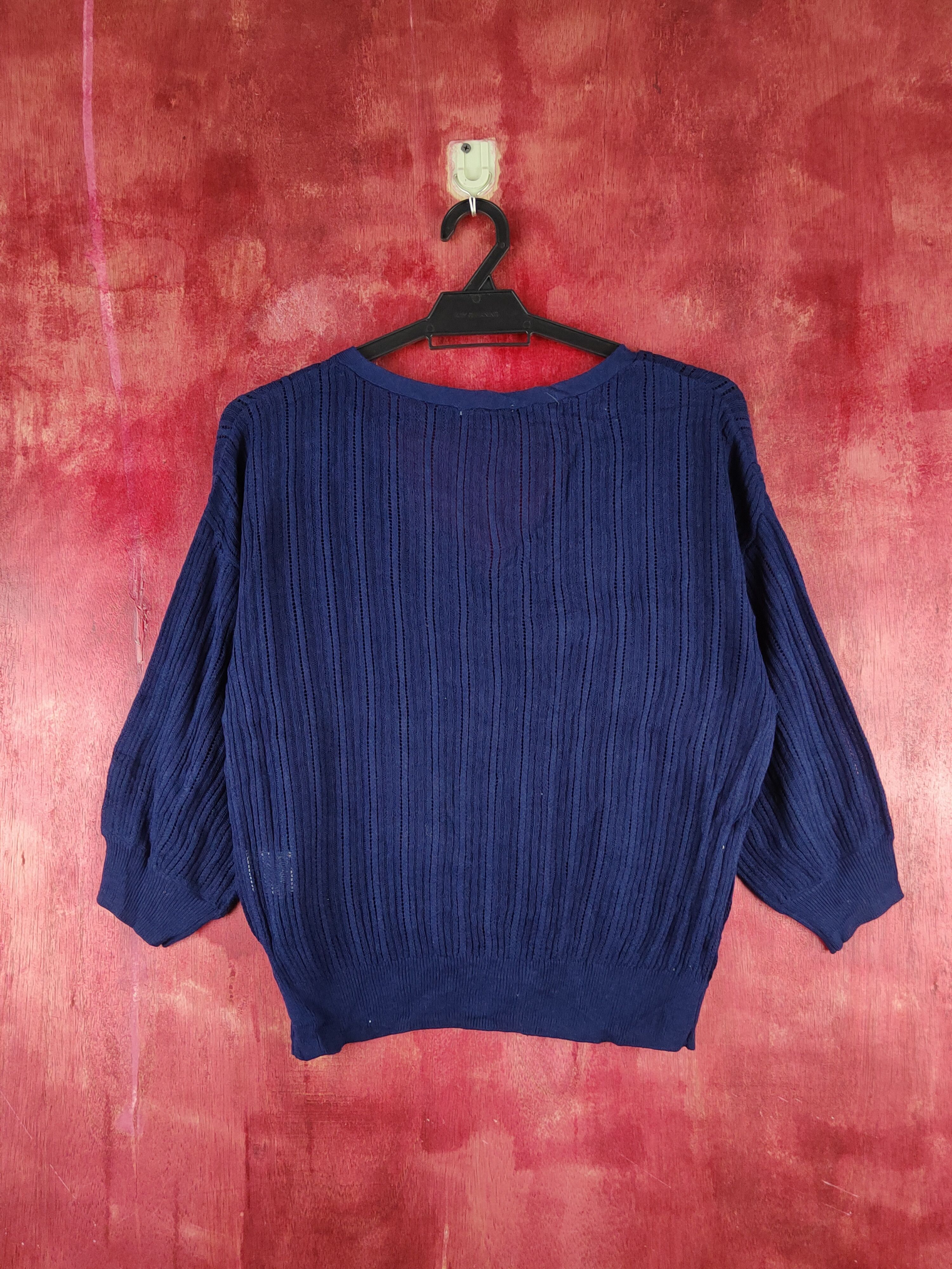 Japanese Brand Glacier Navy Crochet Meshnet Knitwear Cardigan #S1253 Size M / US 6-8 / IT 42-44 - 8 Thumbnail