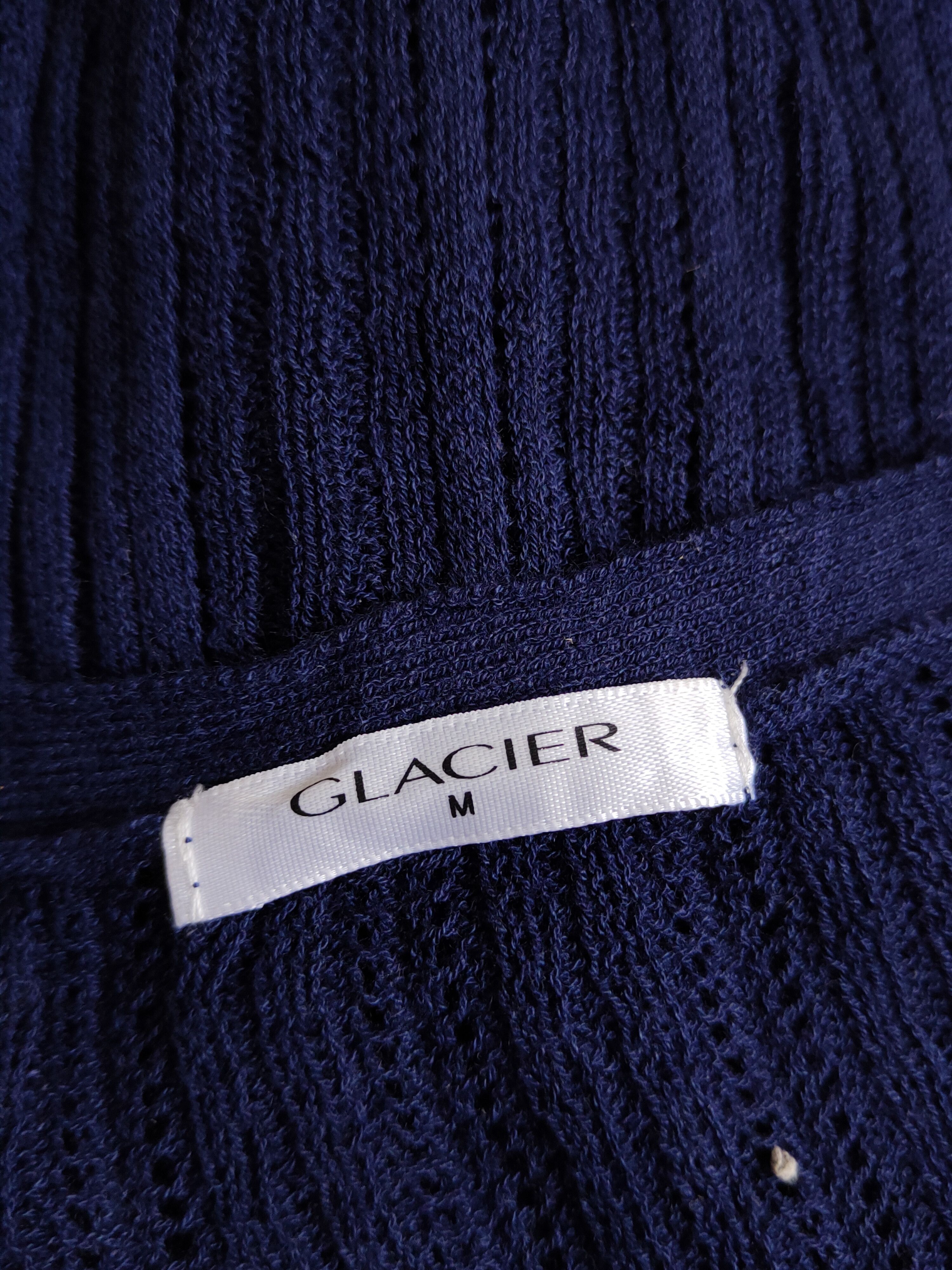Japanese Brand Glacier Navy Crochet Meshnet Knitwear Cardigan #S1253 Size M / US 6-8 / IT 42-44 - 12 Thumbnail