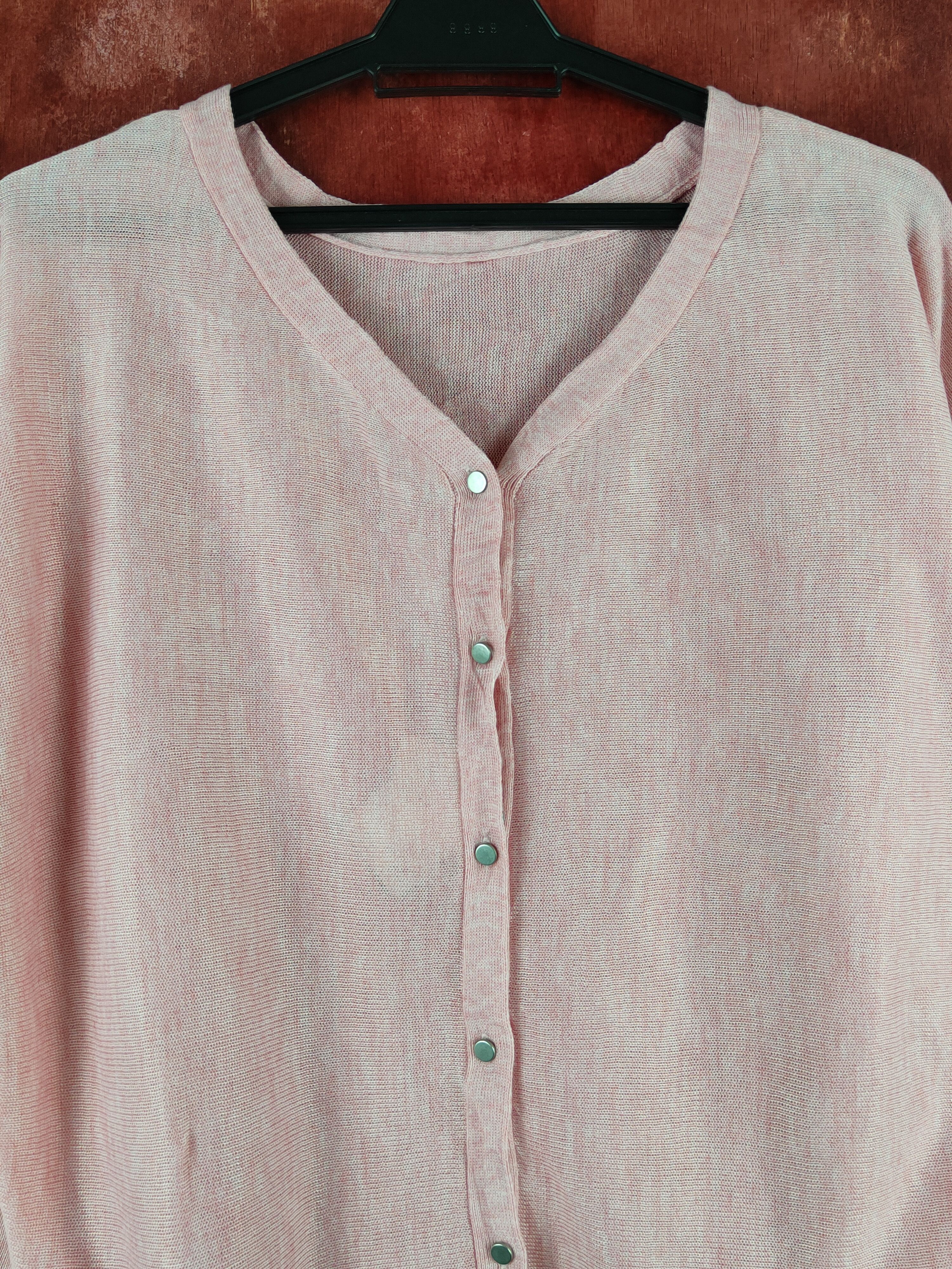 Japanese Brand American Holic Light Pink Knitwear Cardigan #S1251 Size L / US 10 / IT 46 - 2 Thumbnail