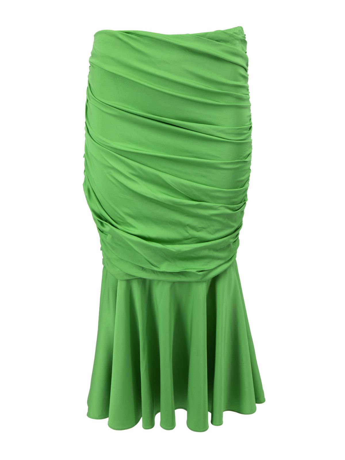 Green Ruched Detail Midi Skirt