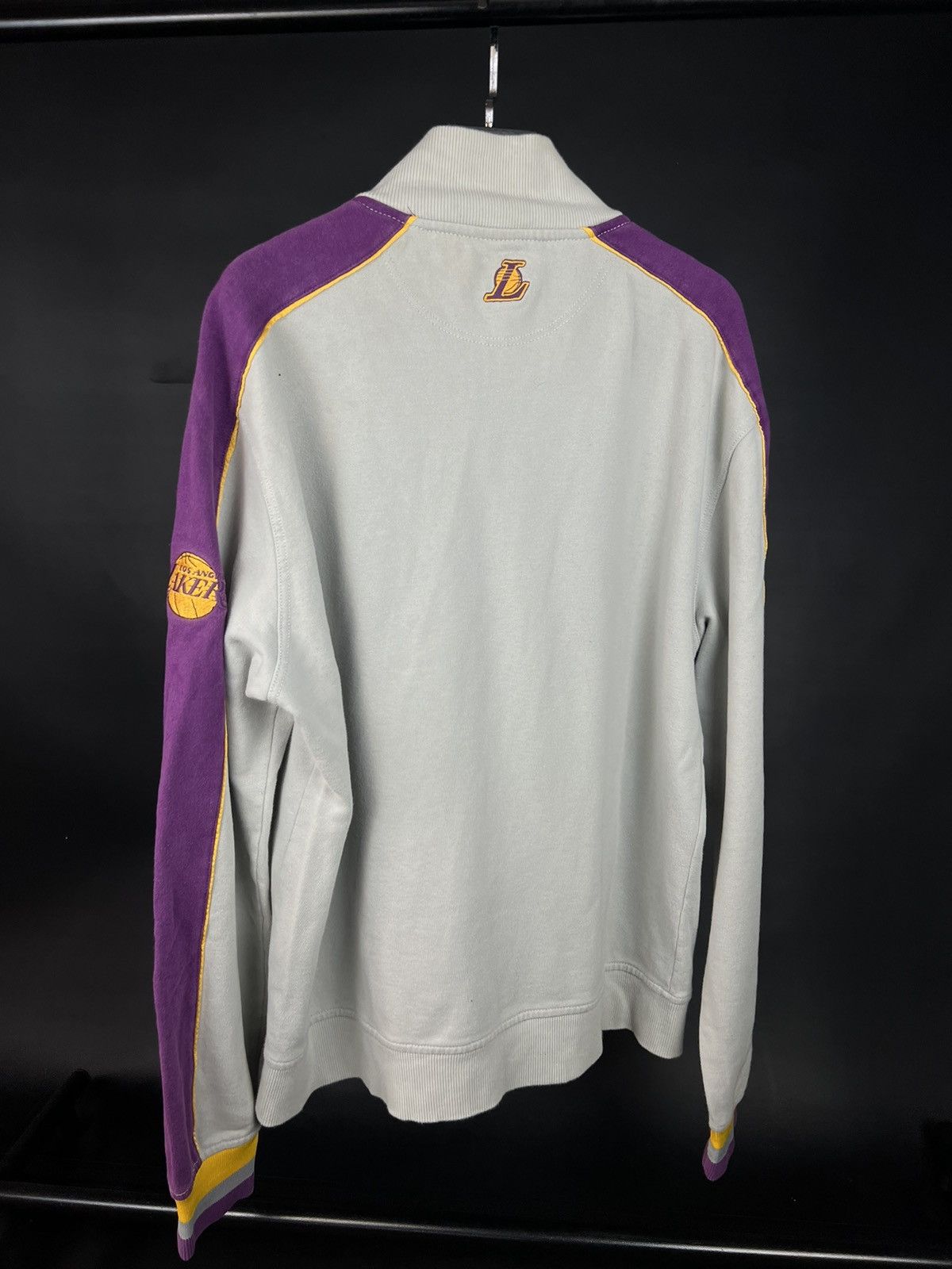Adidas × NBA × Vintage VTG Adidas Lakers NBA Gray with Purple Full Zip Sweatshirt Size US L / EU 52-54 / 3 - 6 Thumbnail