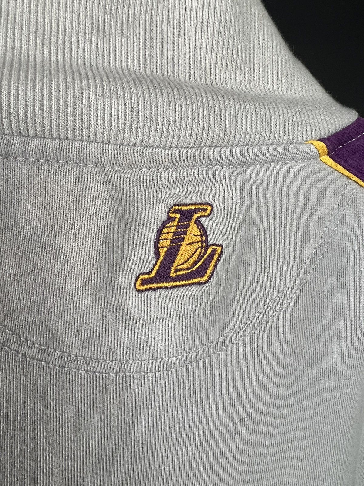 Adidas × NBA × Vintage VTG Adidas Lakers NBA Gray with Purple Full Zip Sweatshirt Size US L / EU 52-54 / 3 - 8 Thumbnail