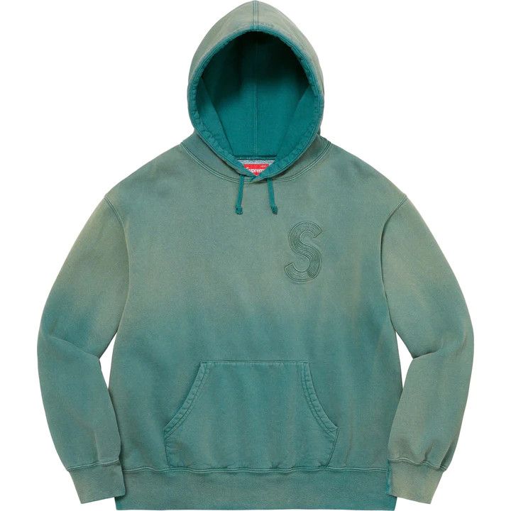 Supreme Supreme S Embroidered Over Dye Hoodie Green Size US XXL / EU 58 / 5 - 1 Thumbnail